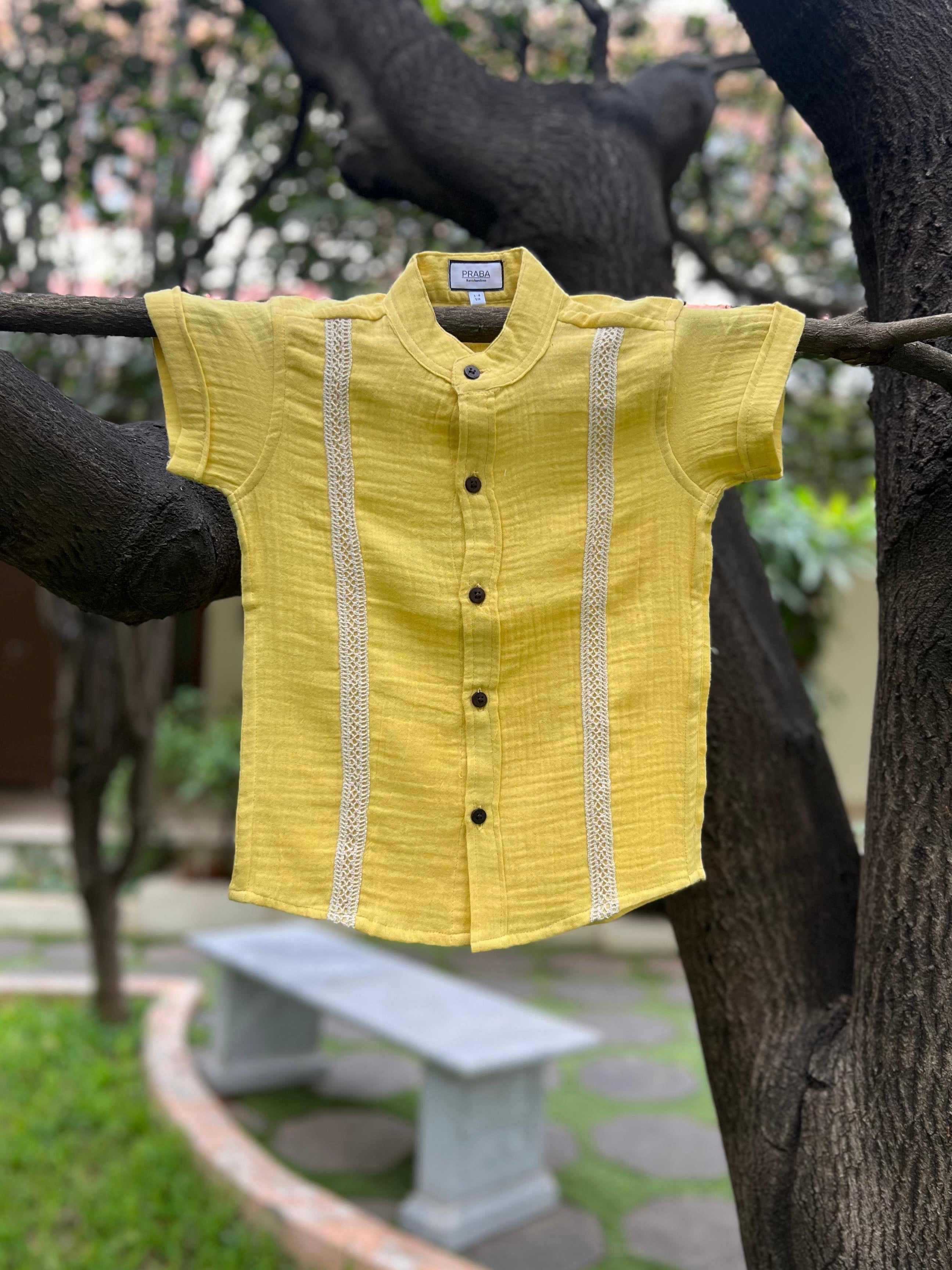 PR’s Signature Style, Pastel Yellow Shirt with Lace