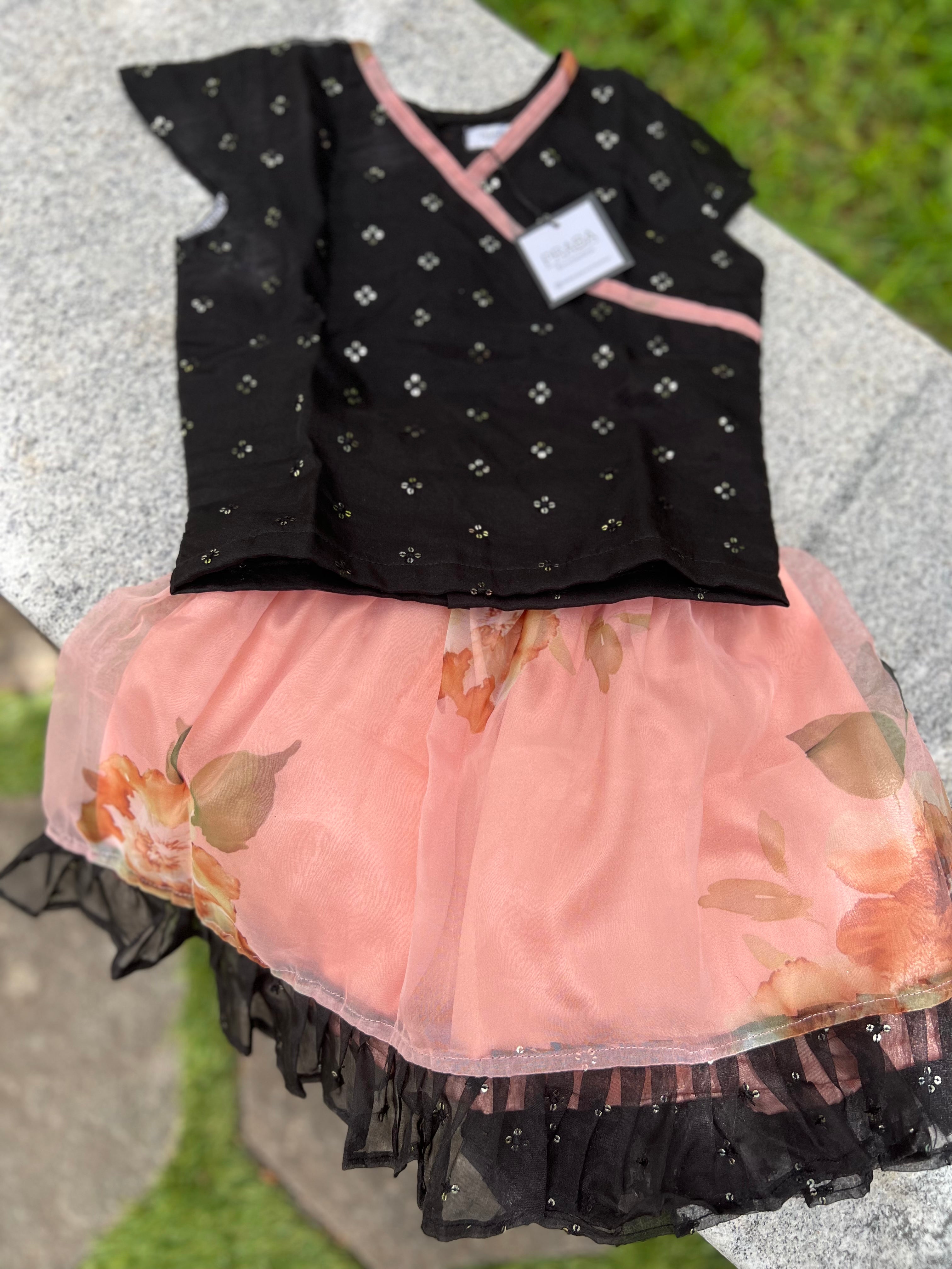 Orange and black organza skirt Half Length