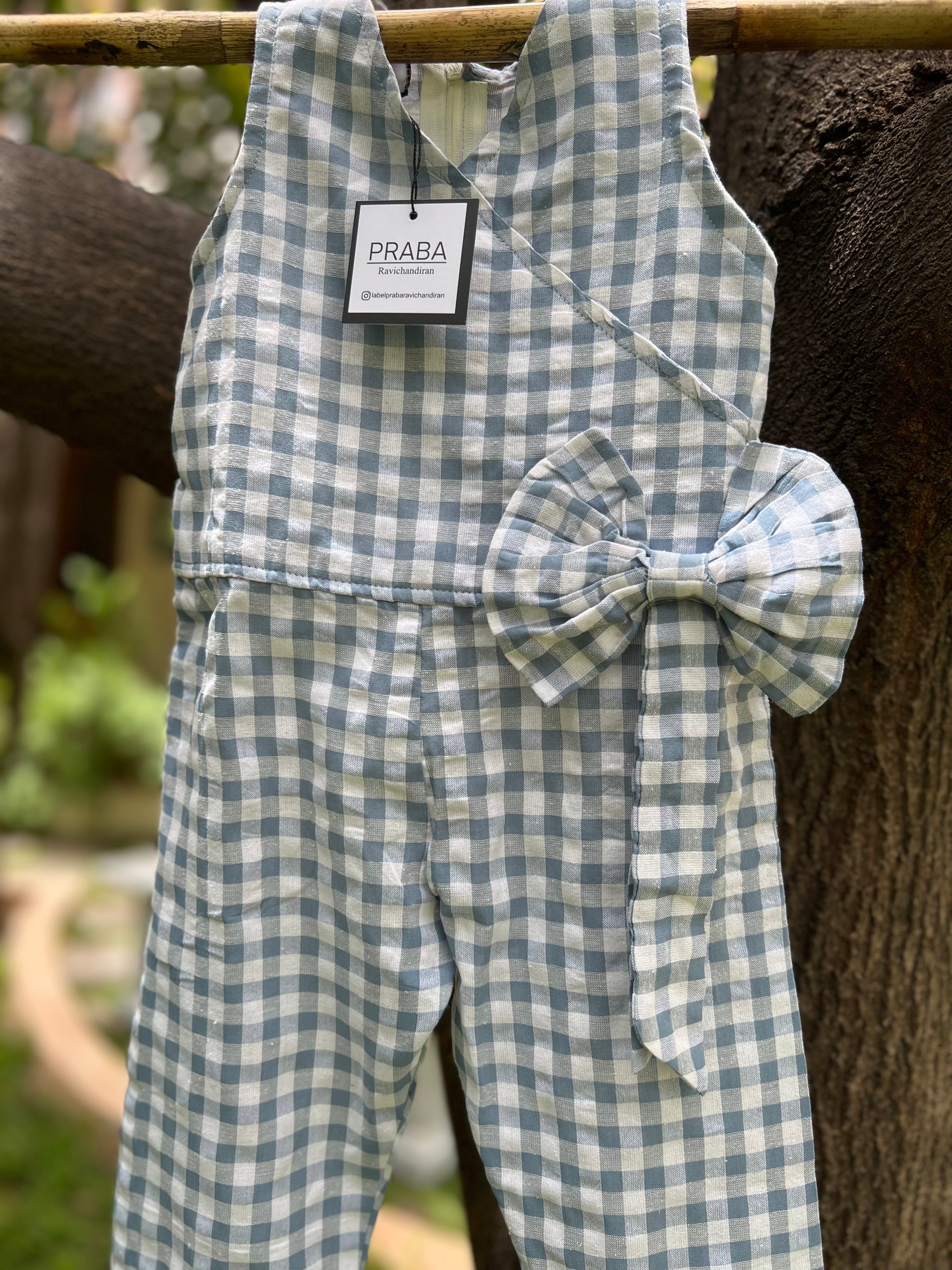 Checked with bow Jumpsuit