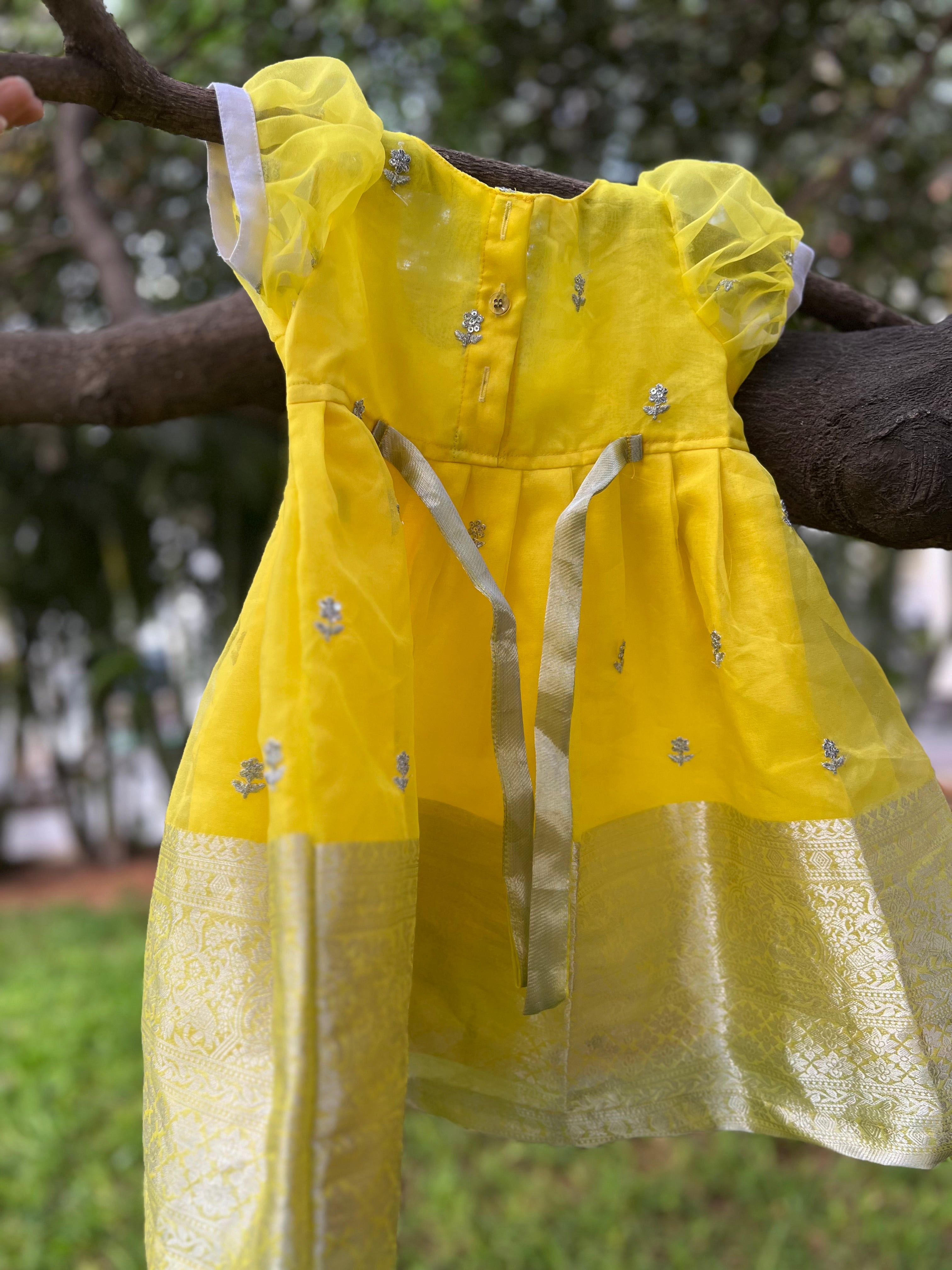 Fluorescent Green Organza Frock