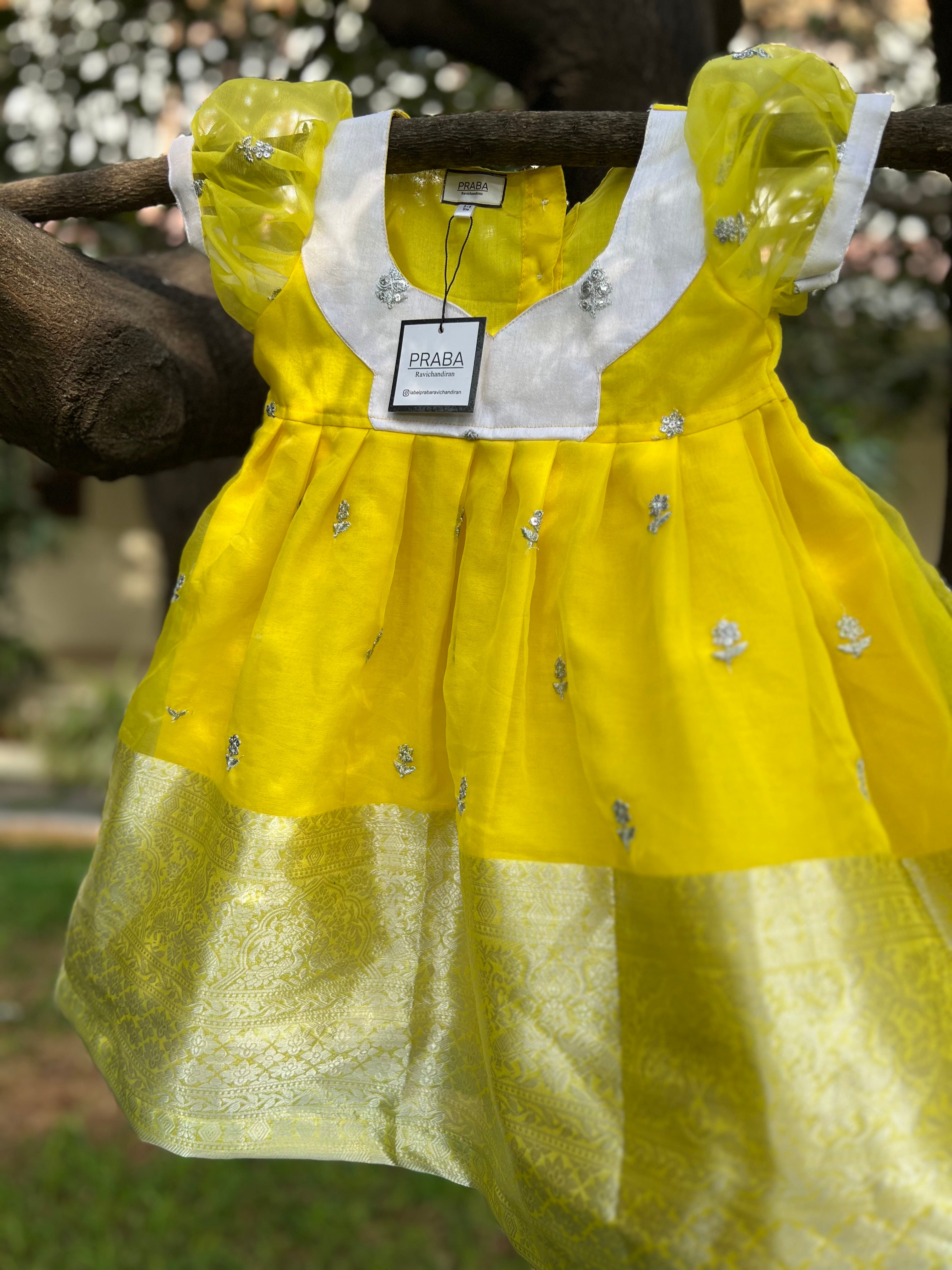 Fluorescent Green Organza Frock