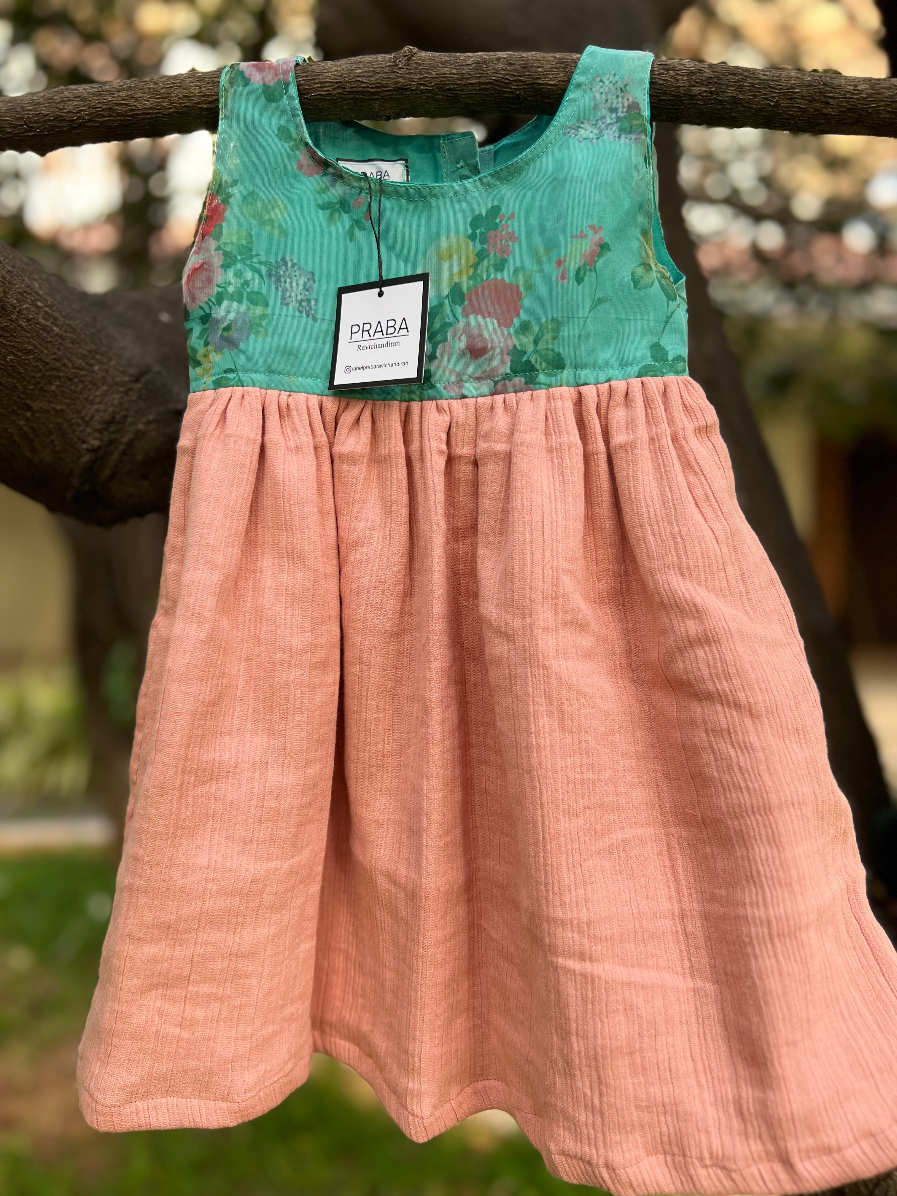 Aqua green Organza and Pastel Peach