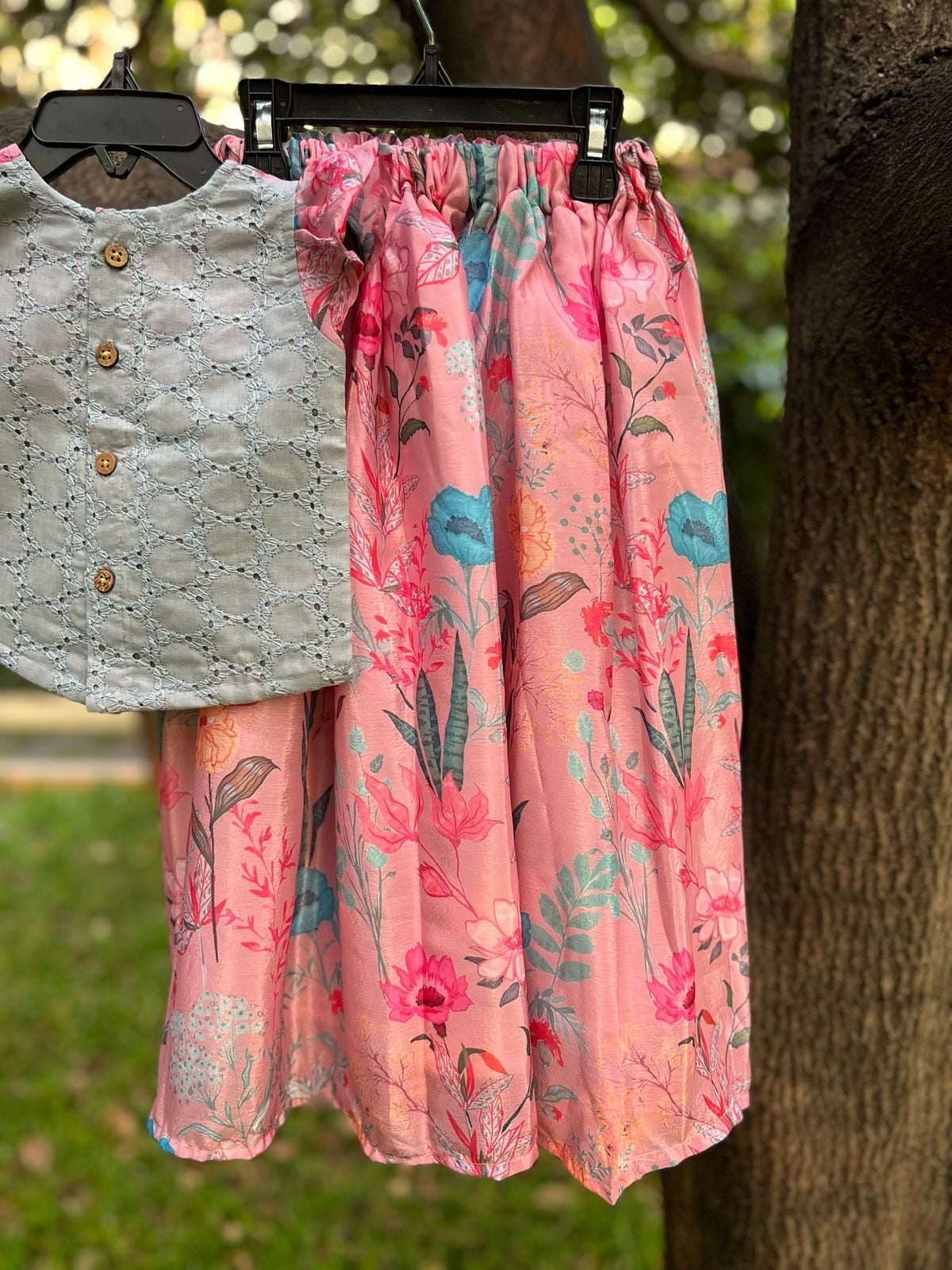 Pastel Pink & Ice Blue Skirt Set