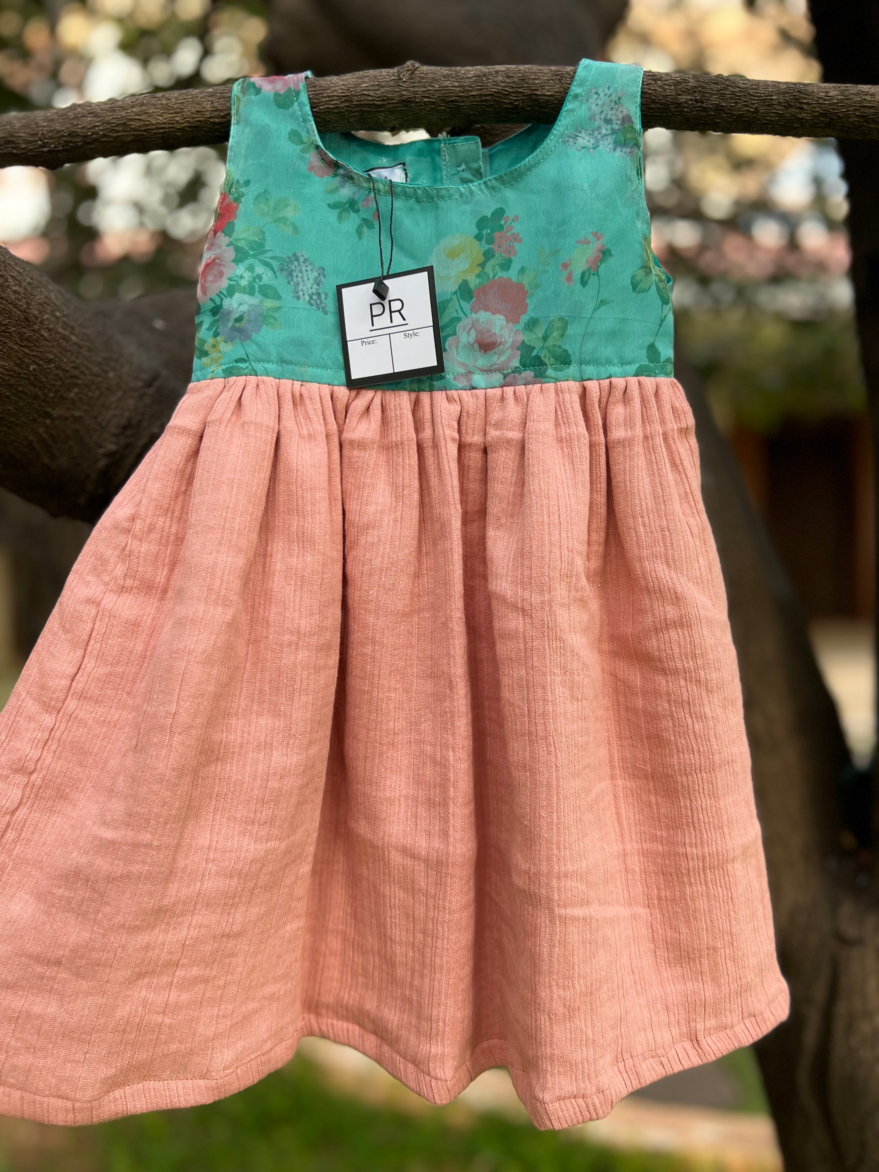 Aqua green Organza and Pastel Peach