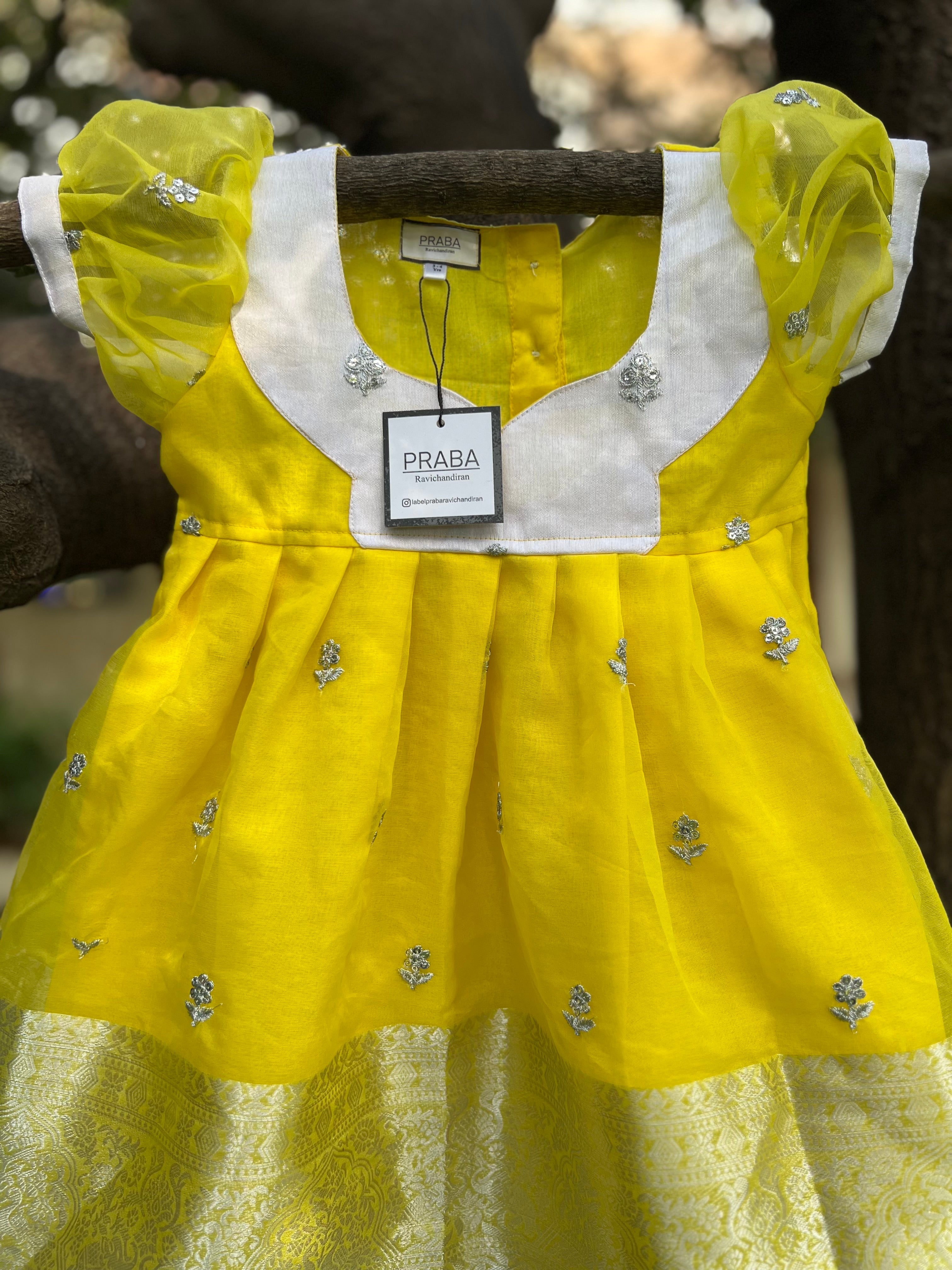 Fluorescent Green Organza Frock