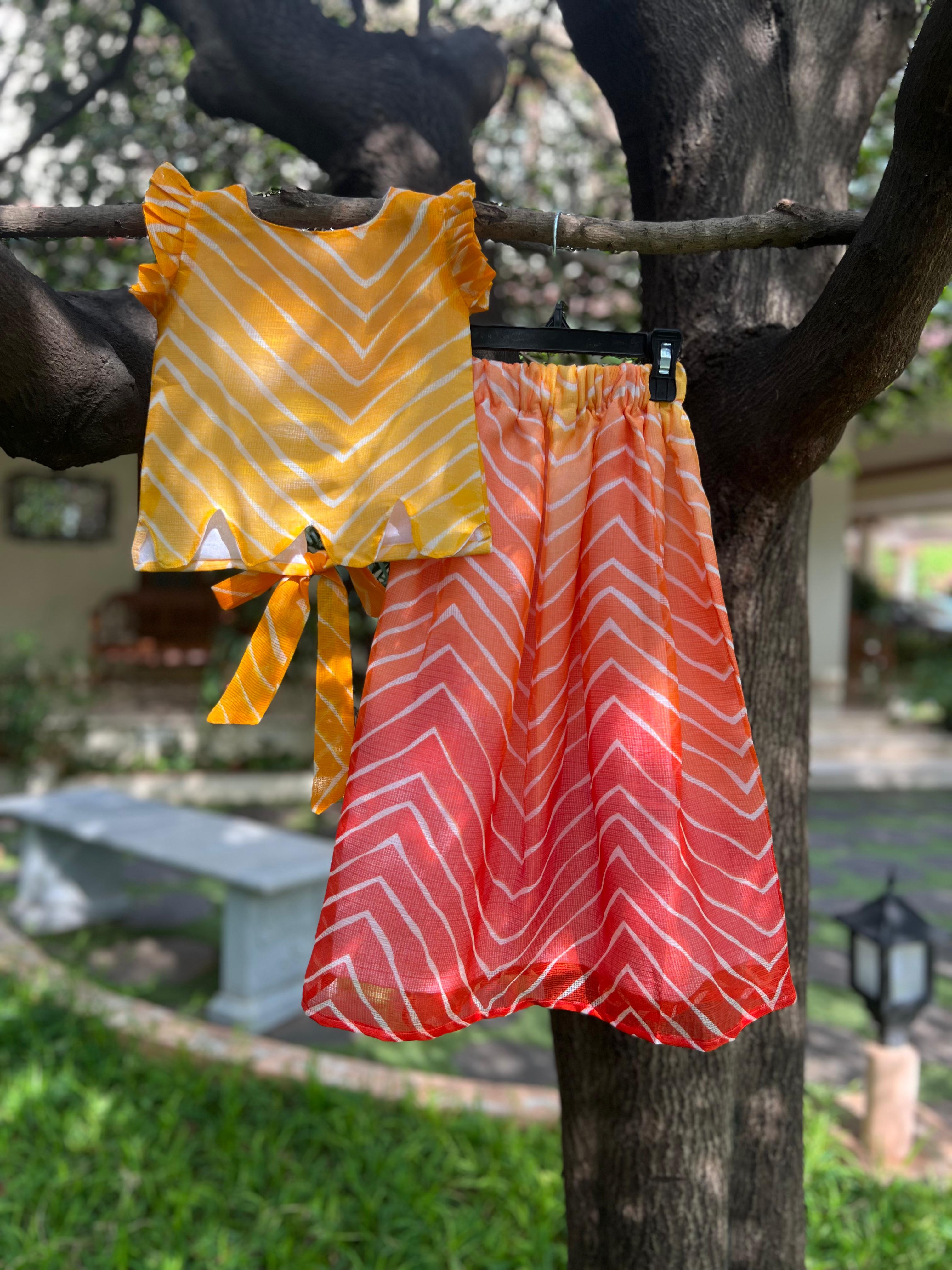 Orange π Full Skirt Set