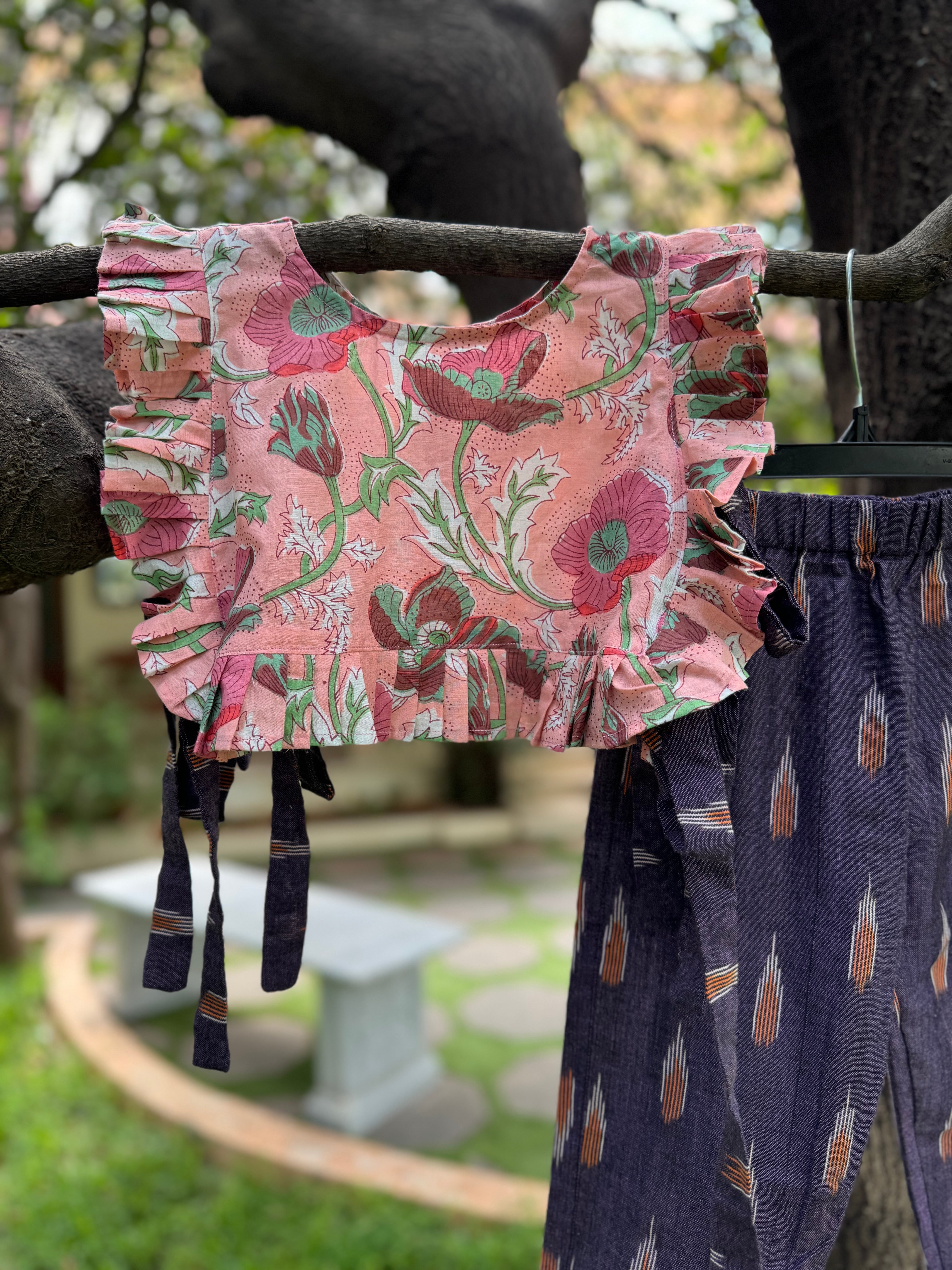 Peach 🪷 & Purple side tie Co-Ords