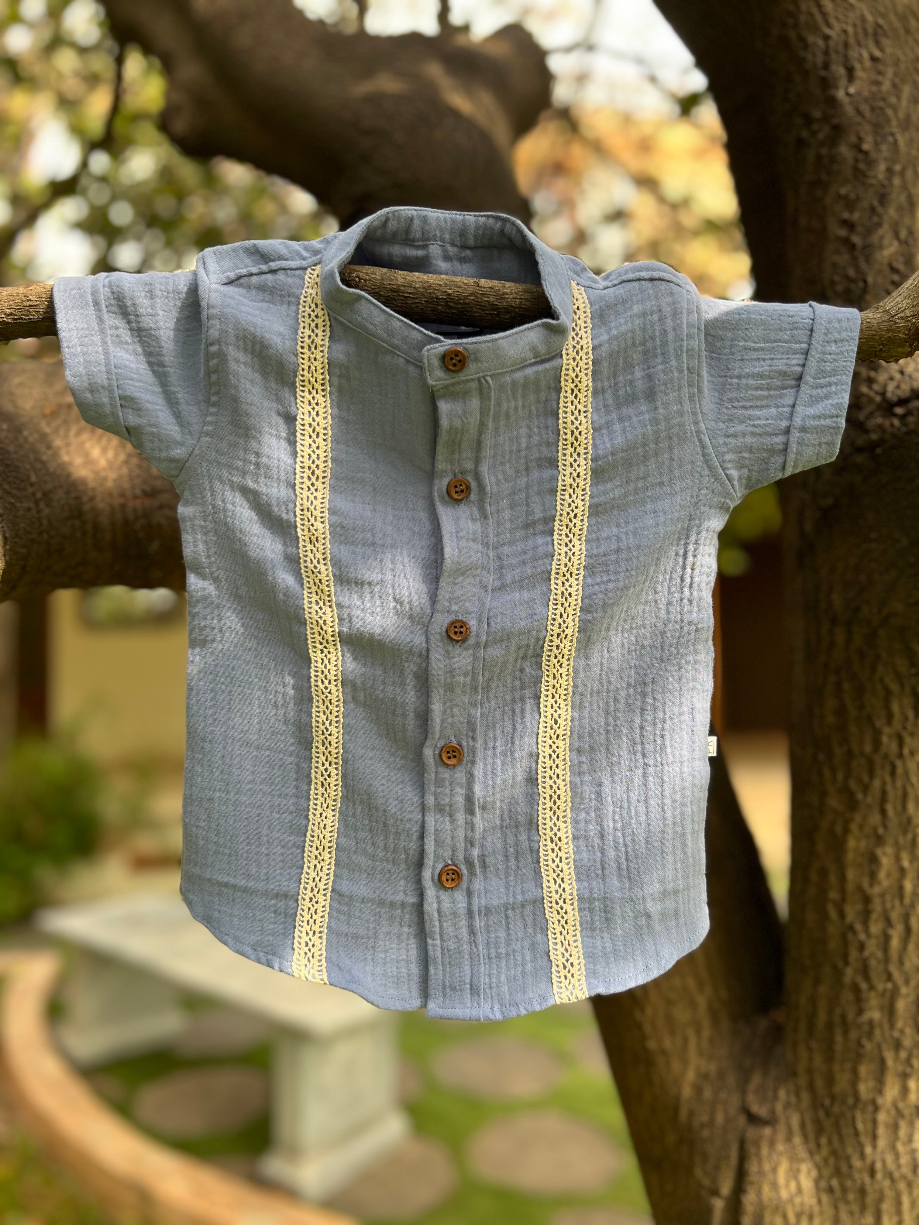 PR’s Signature Style, Light Blue Shirt with Lace