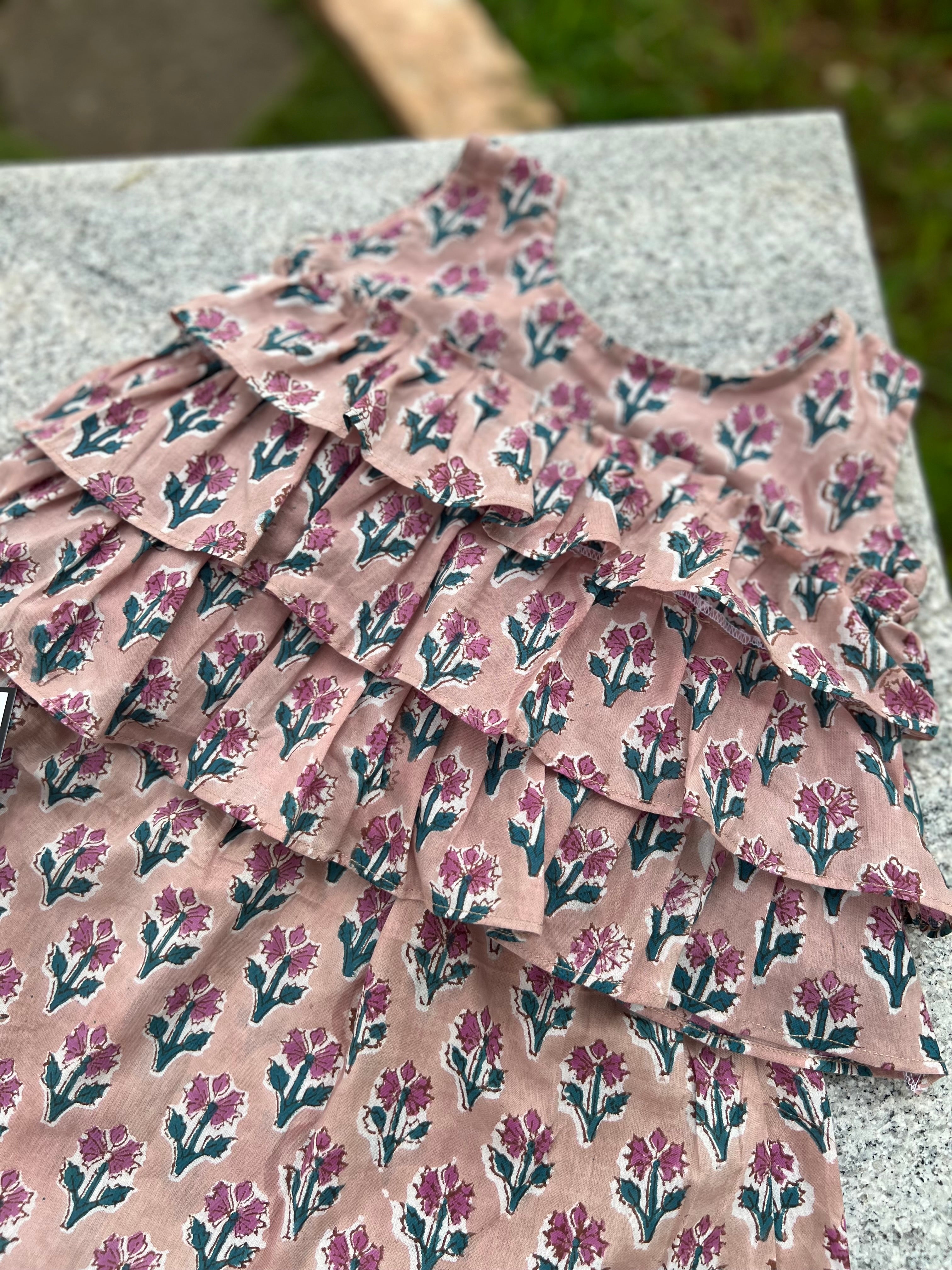 Frill layer Top with Skirt Set