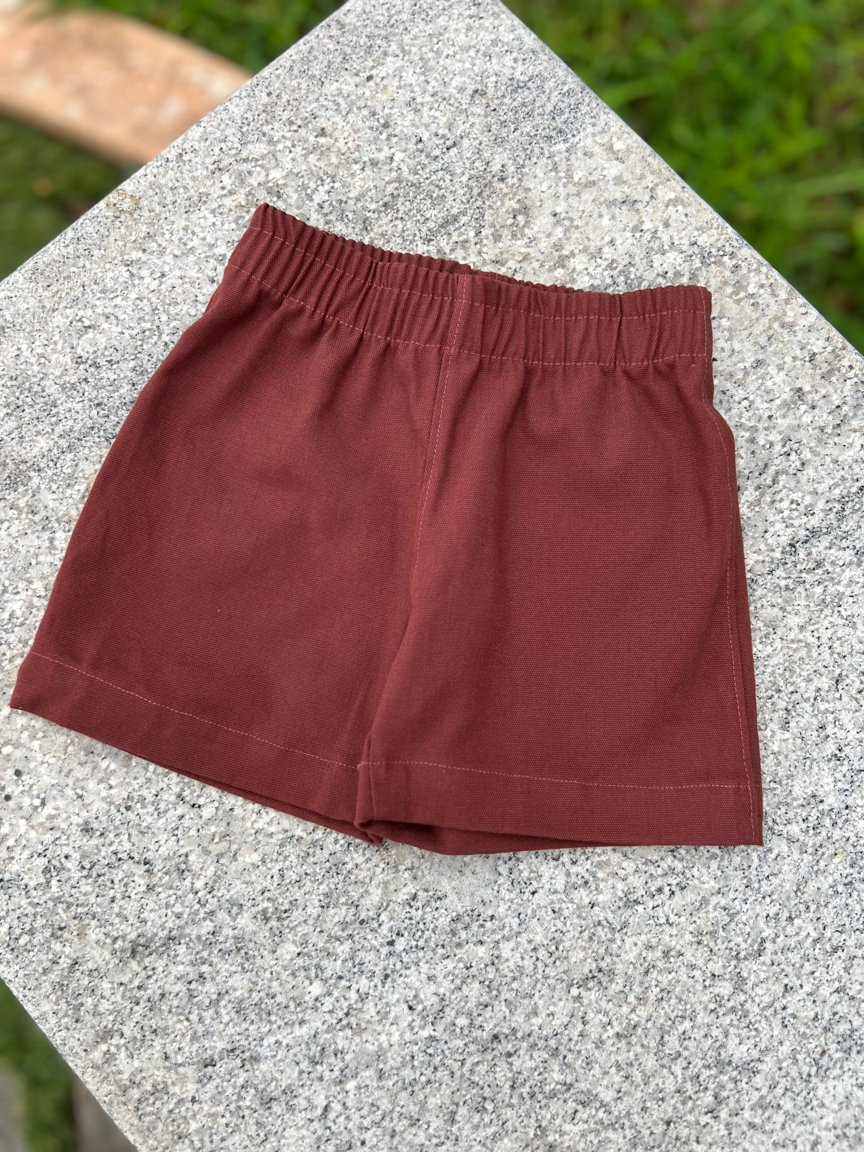 Maroon Semi Denim Pull-On shorts