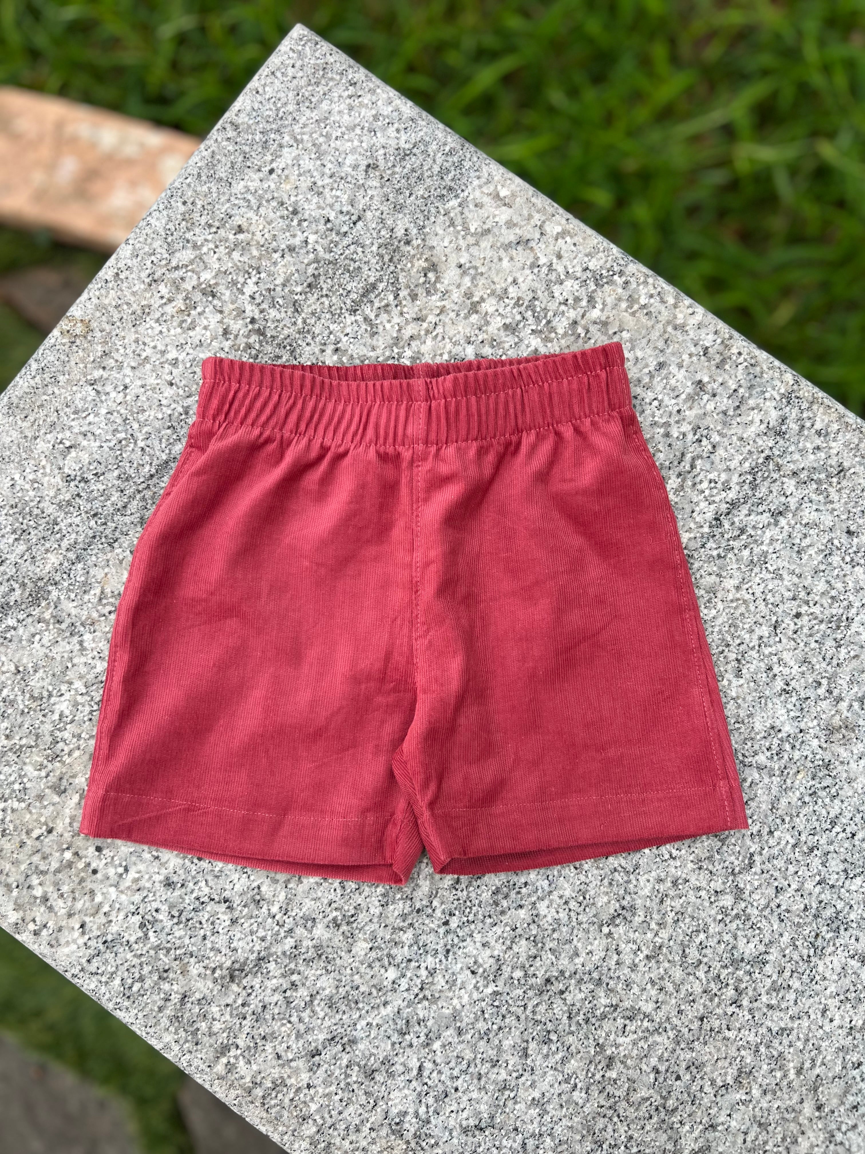 Solid Pink Corduroy Pull-On shorts