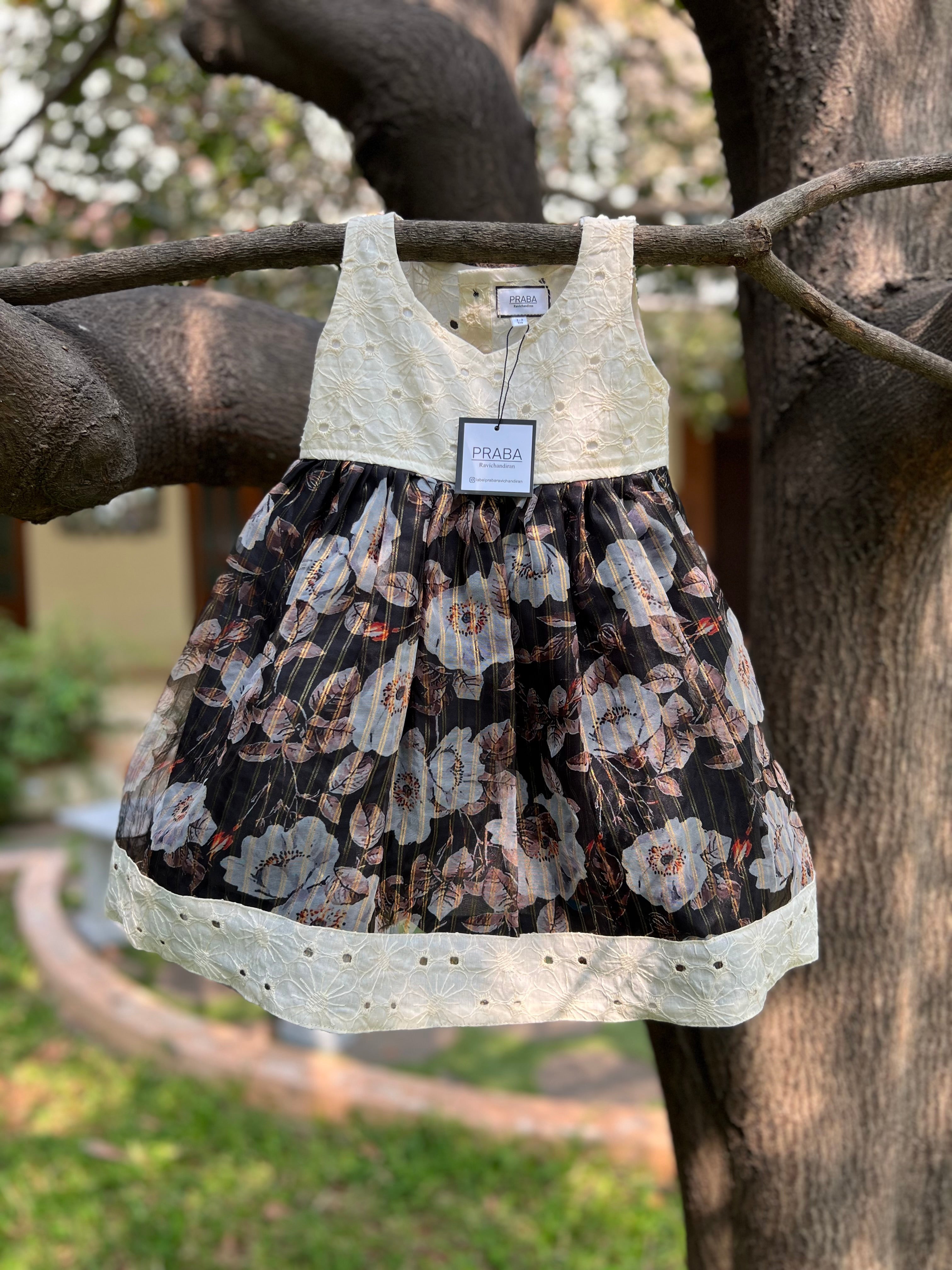 Cream & Black Organza.