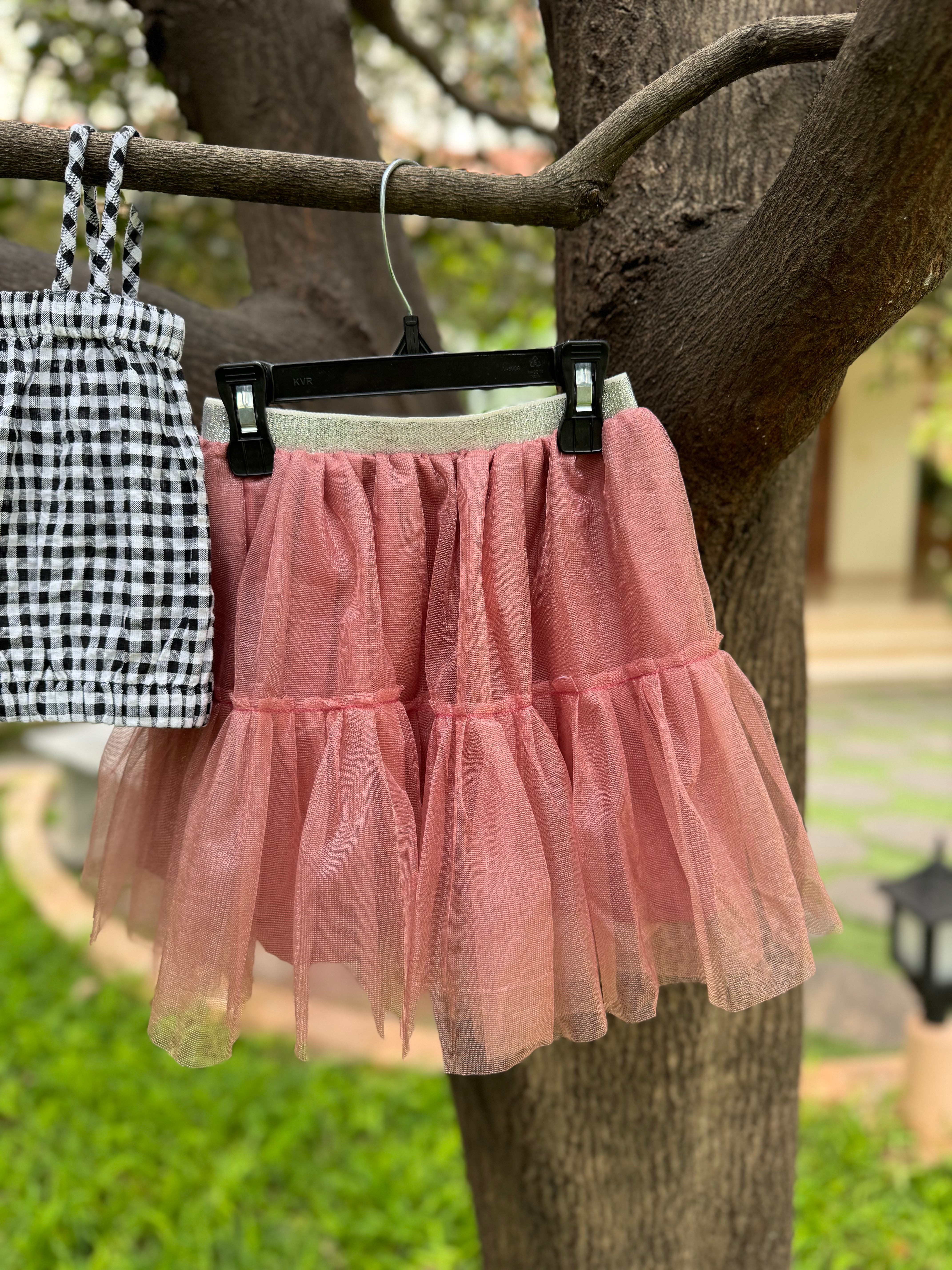 Pink Net Skirt & Crop Top