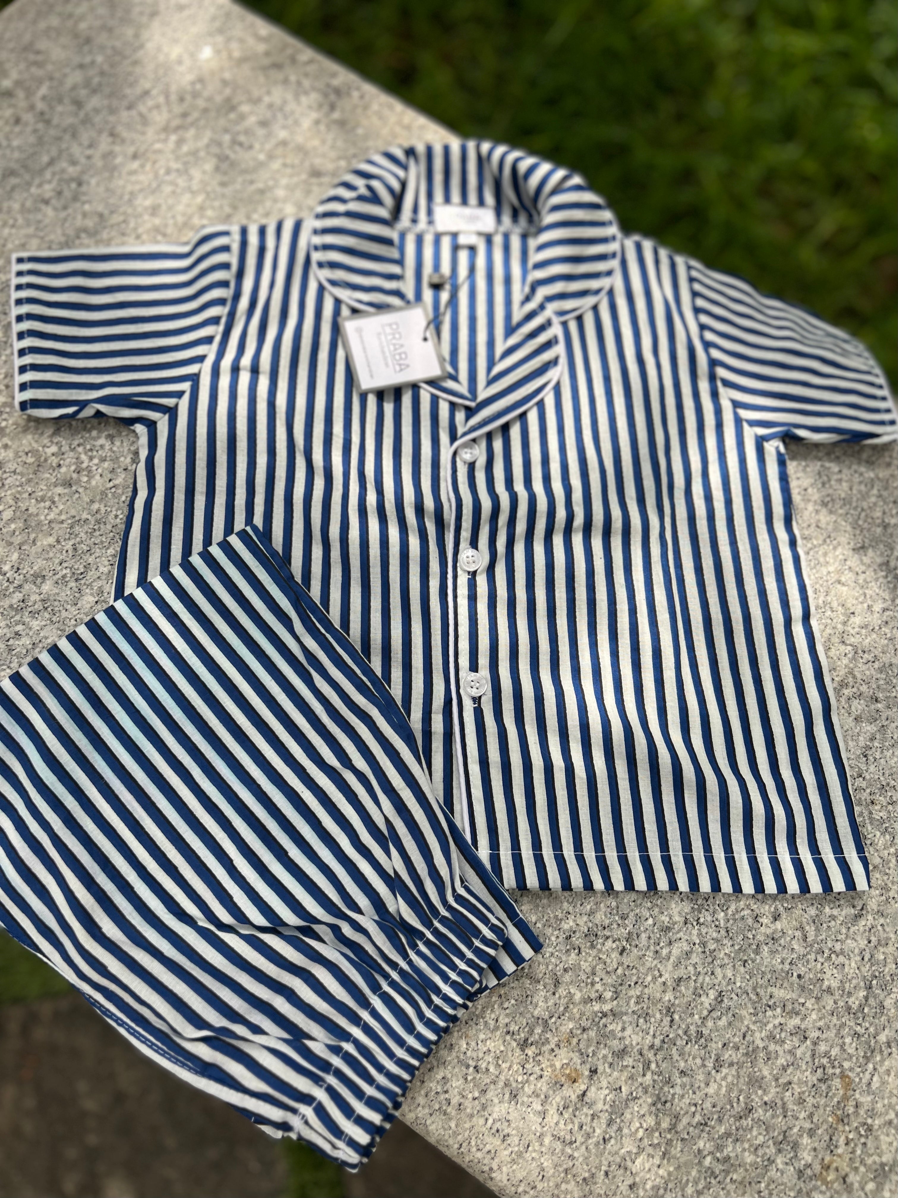 Blue and white strips Night Suit