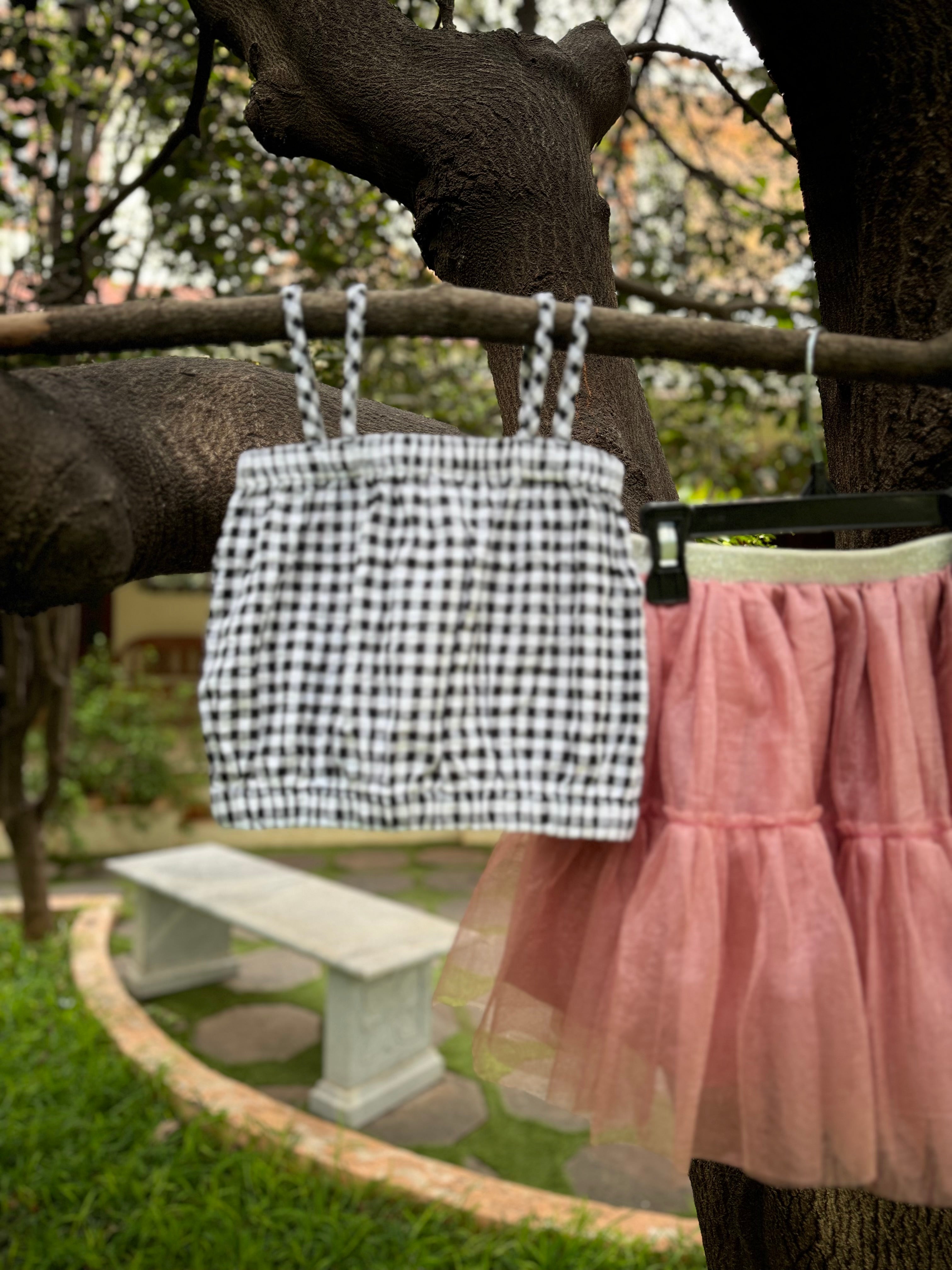 Pink Net Skirt & Crop Top