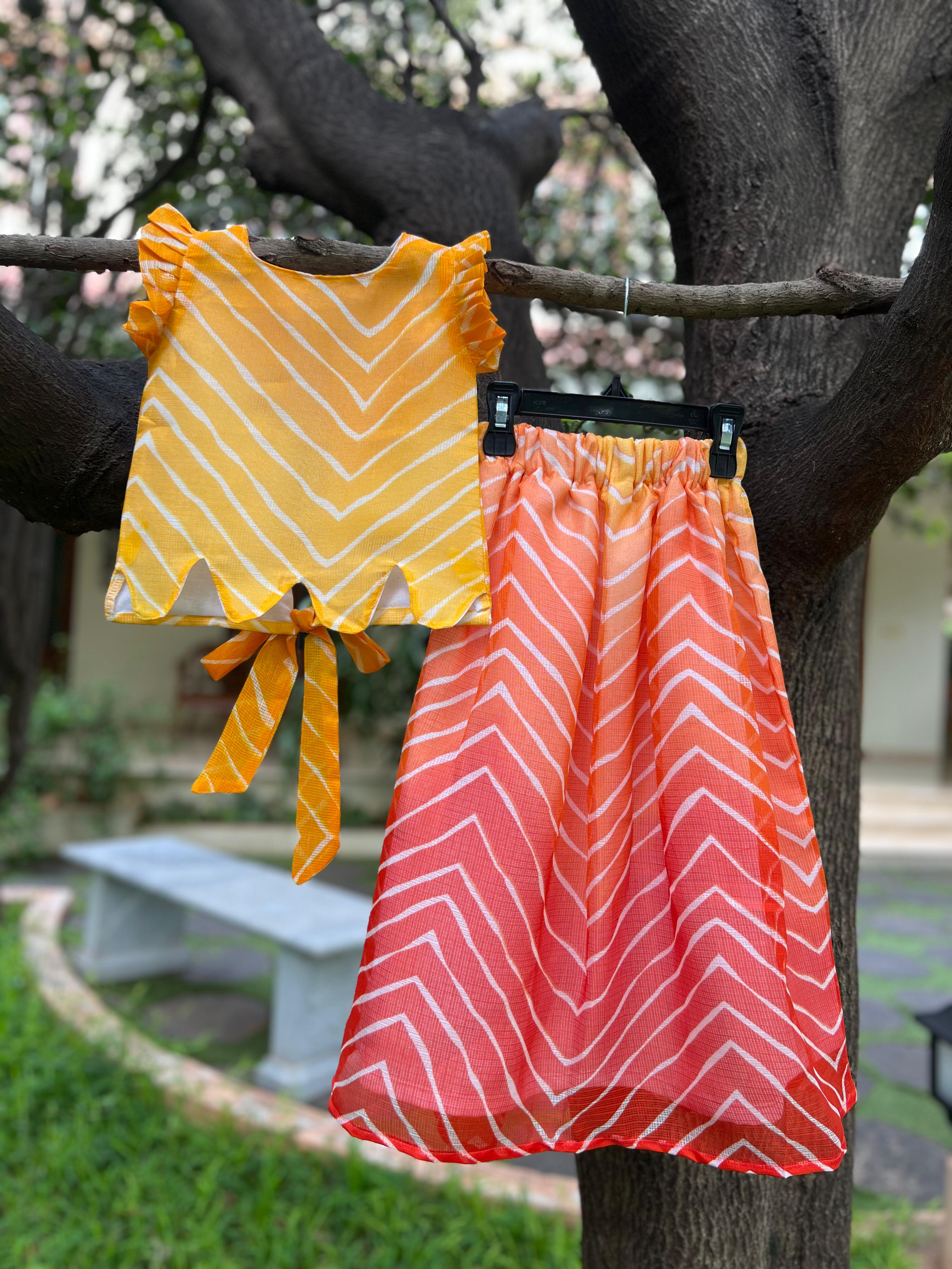 Orange π Full Skirt Set