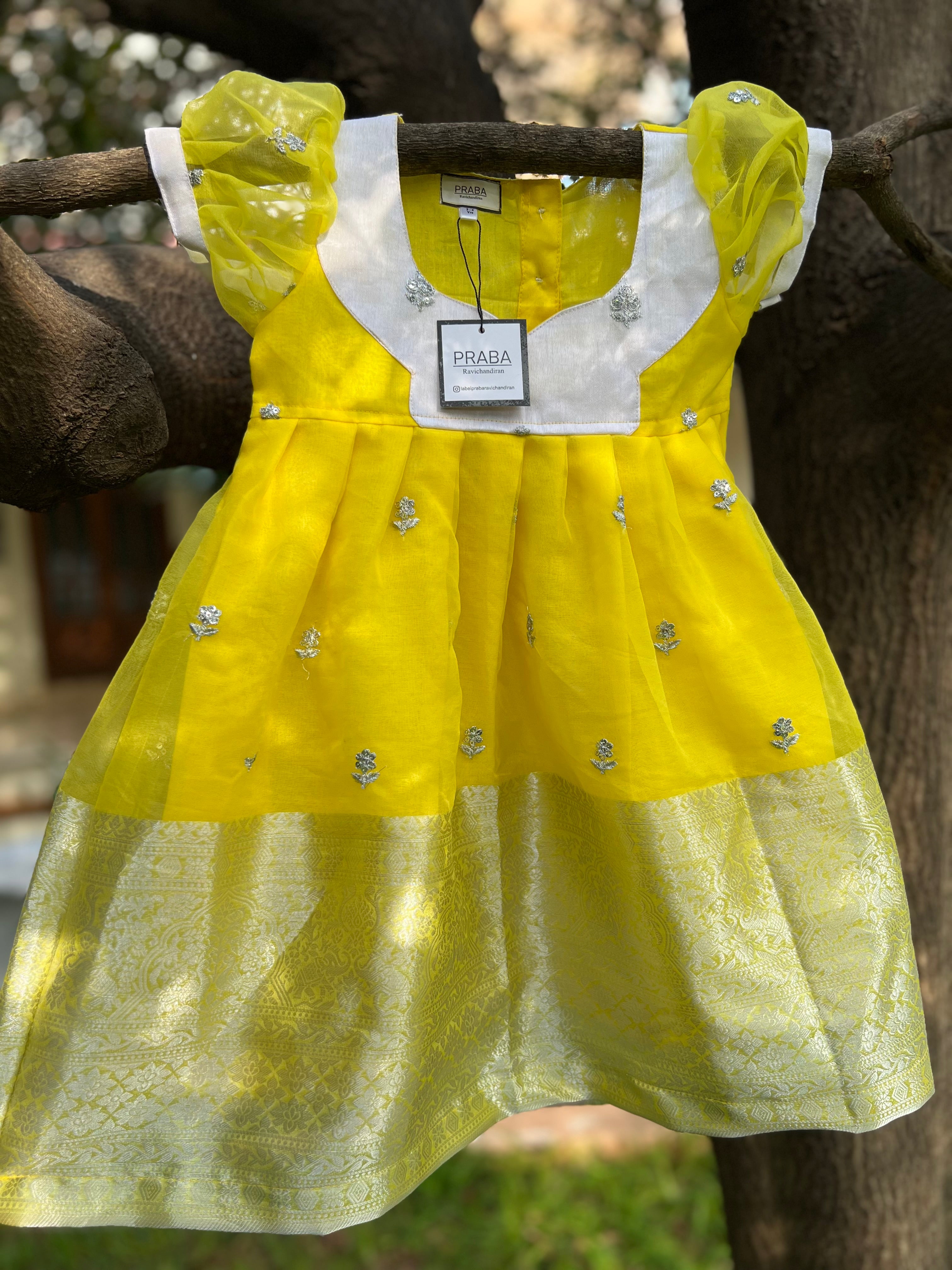 Fluorescent Green Organza Frock