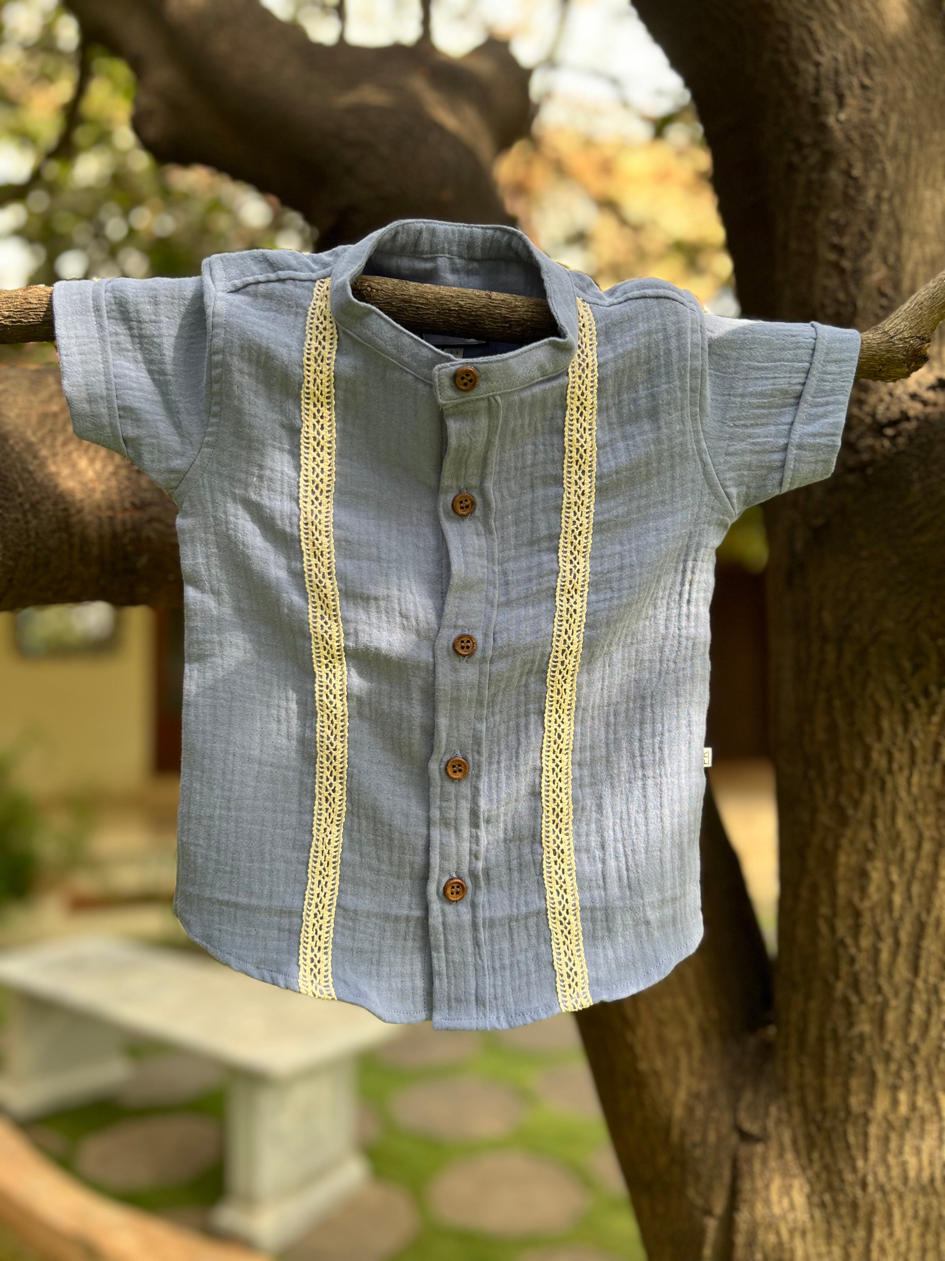 PR’s Signature Style, Light Blue Shirt with Lace