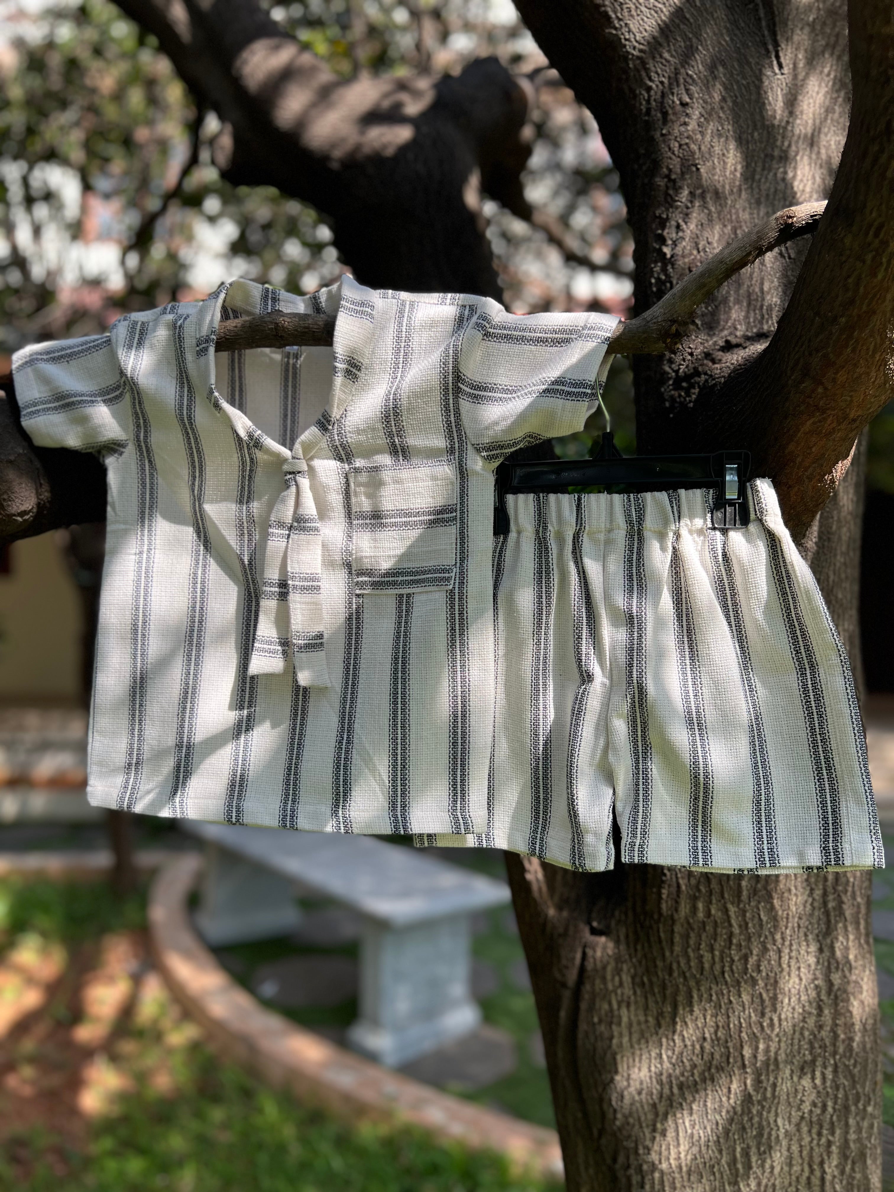 White & Black strips with Floppy Bow