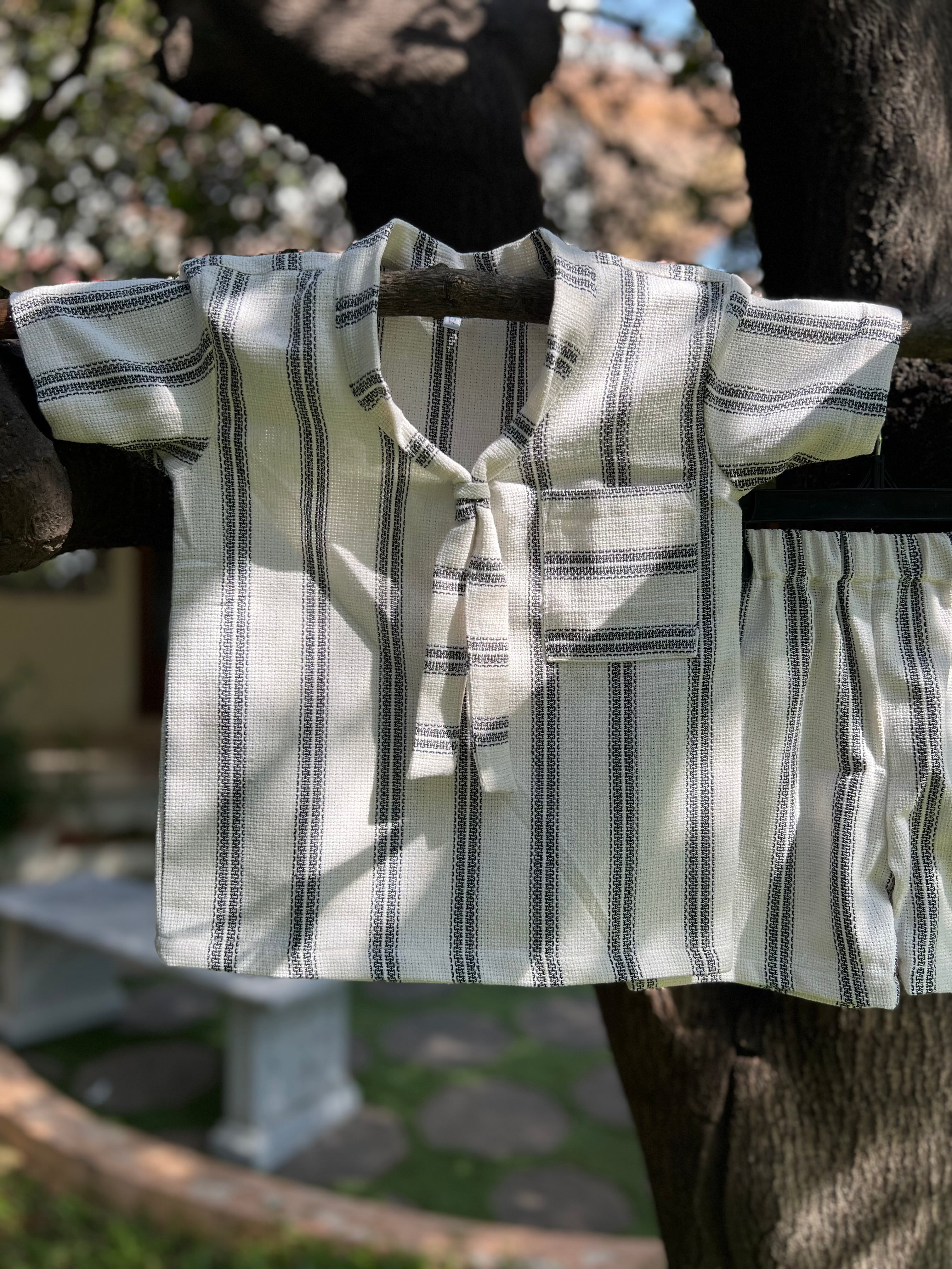 White & Black strips with Floppy Bow