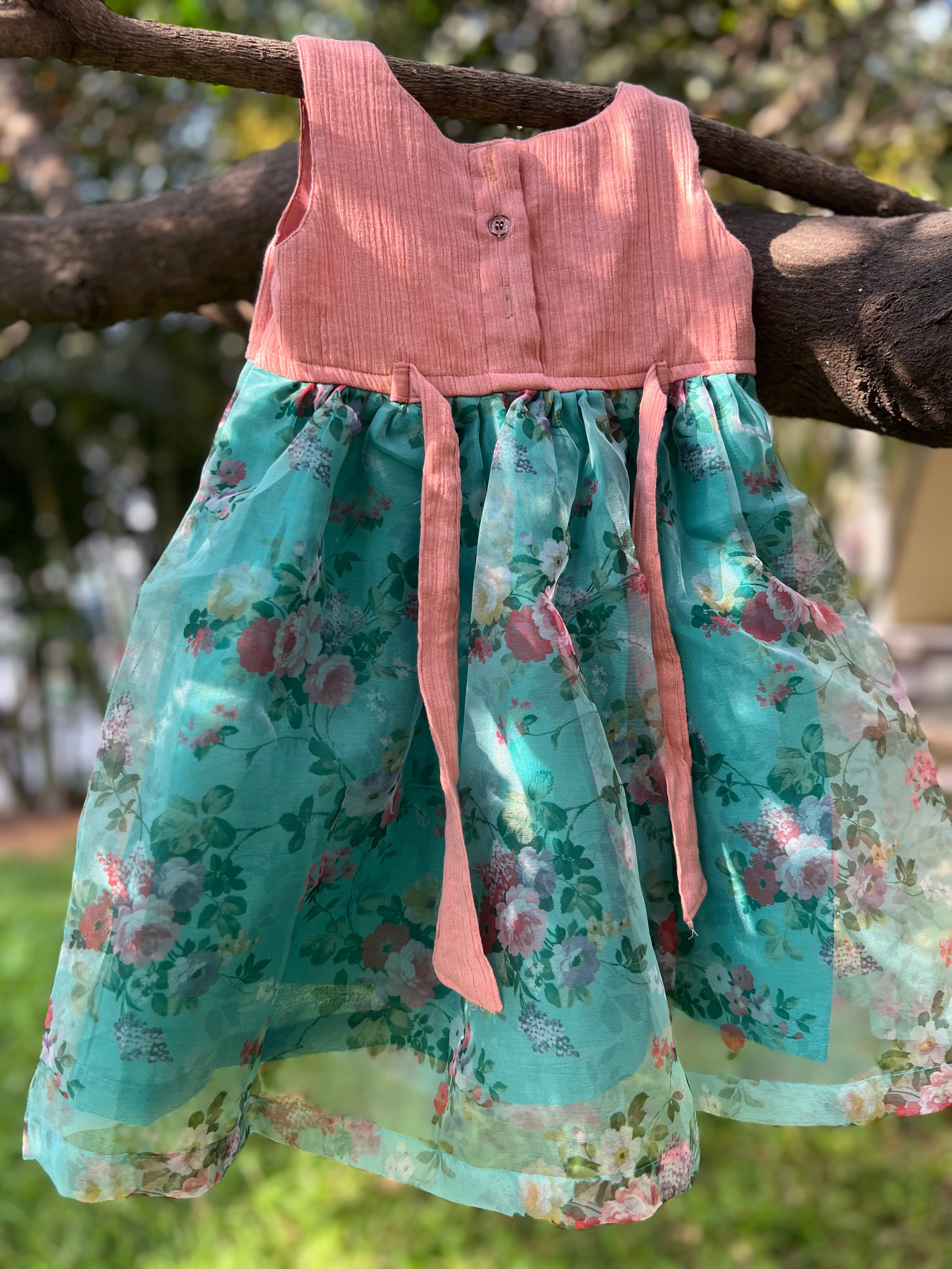 Pink Lenin body and organza bottom