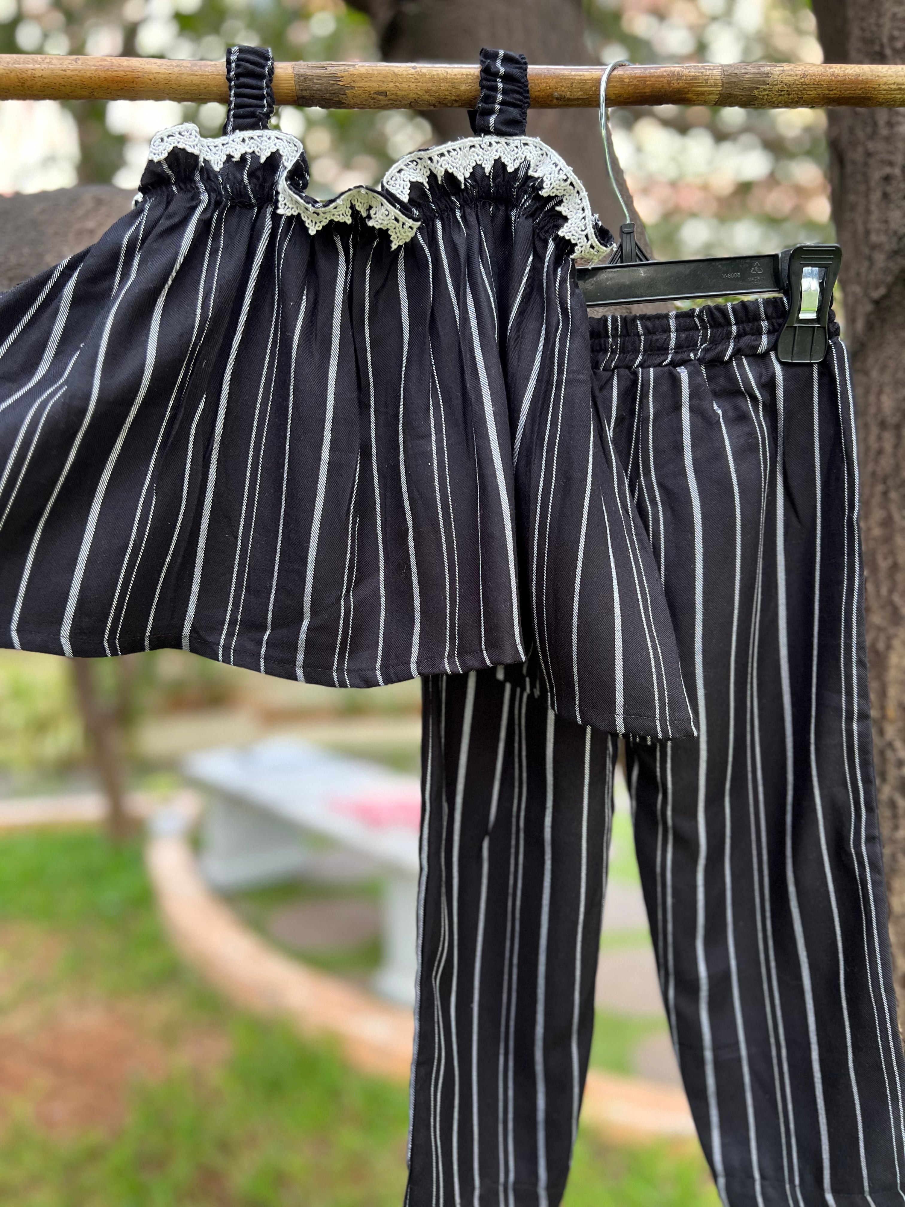 Black Strips with Frills