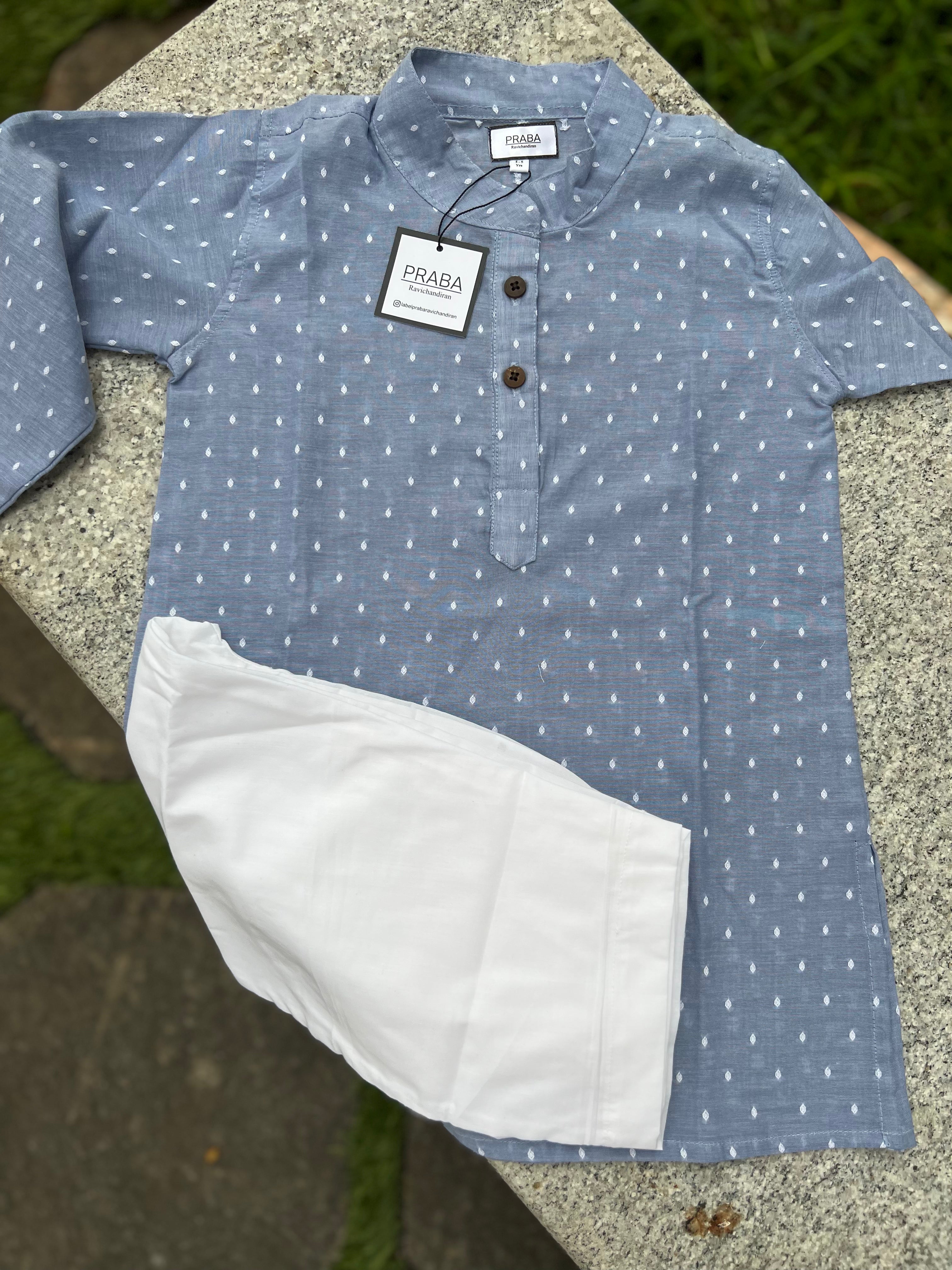 Light Blue dotted kurta pyjama set