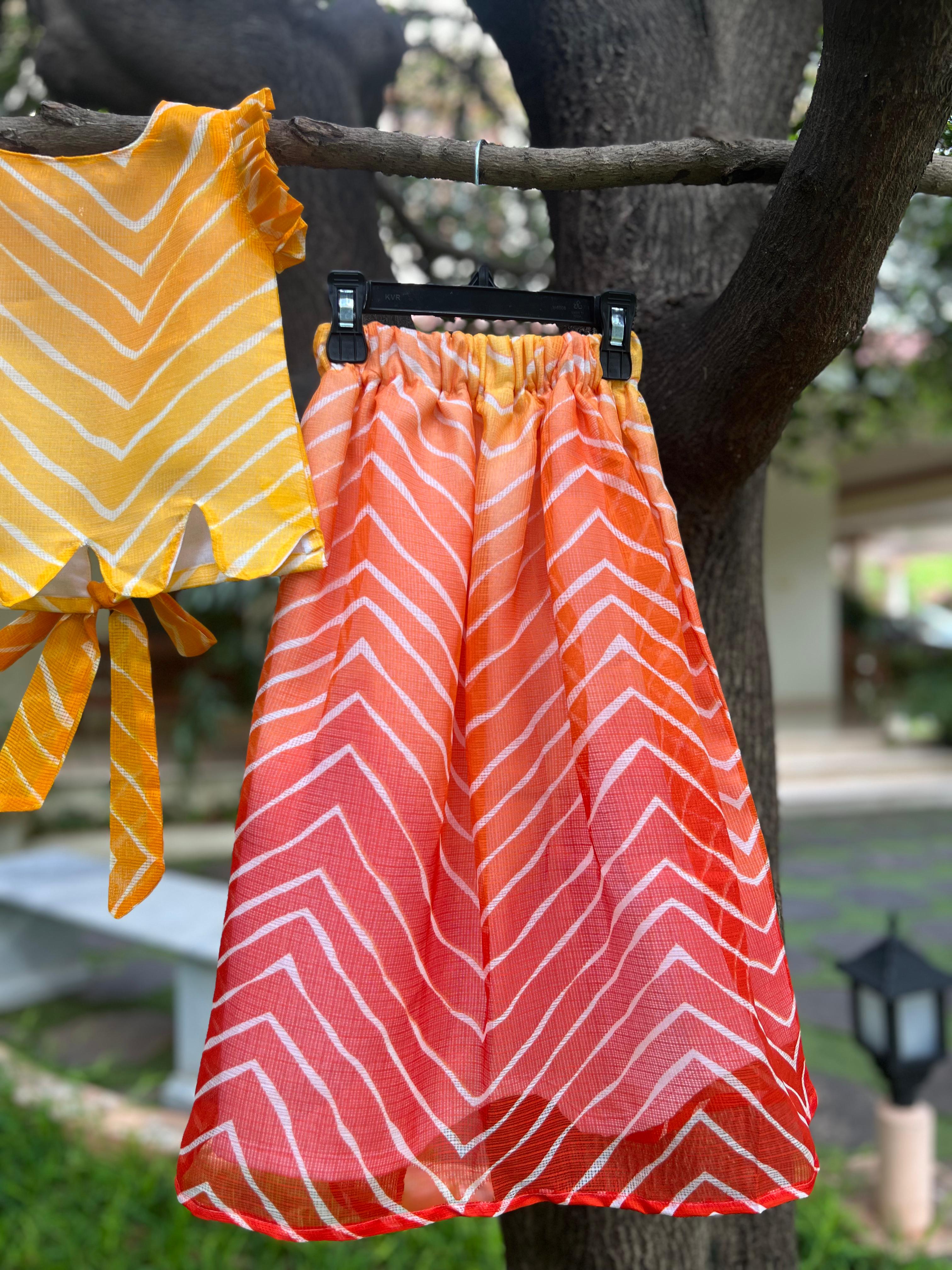 Orange π Full Skirt Set