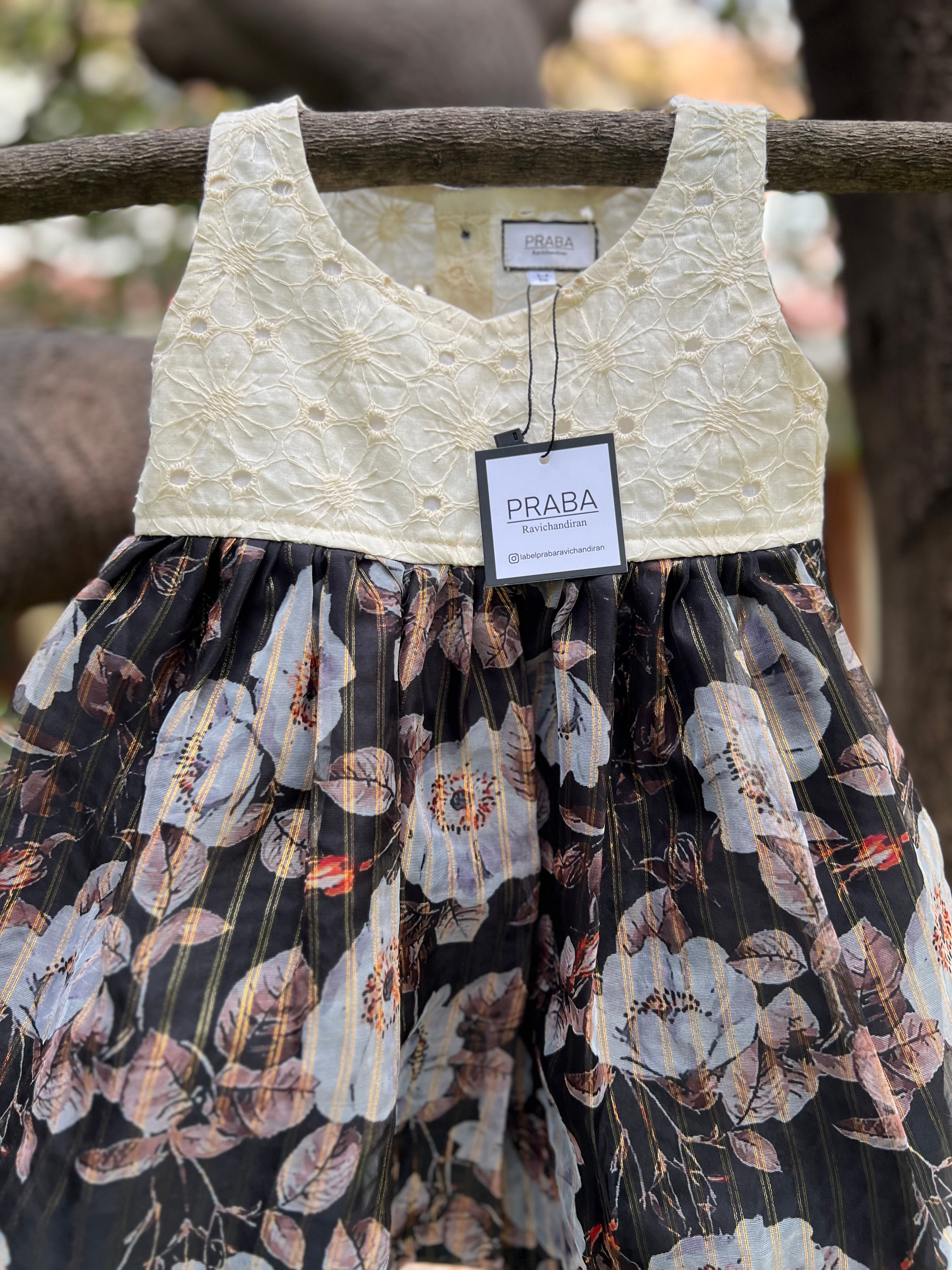 Cream & Black Organza.