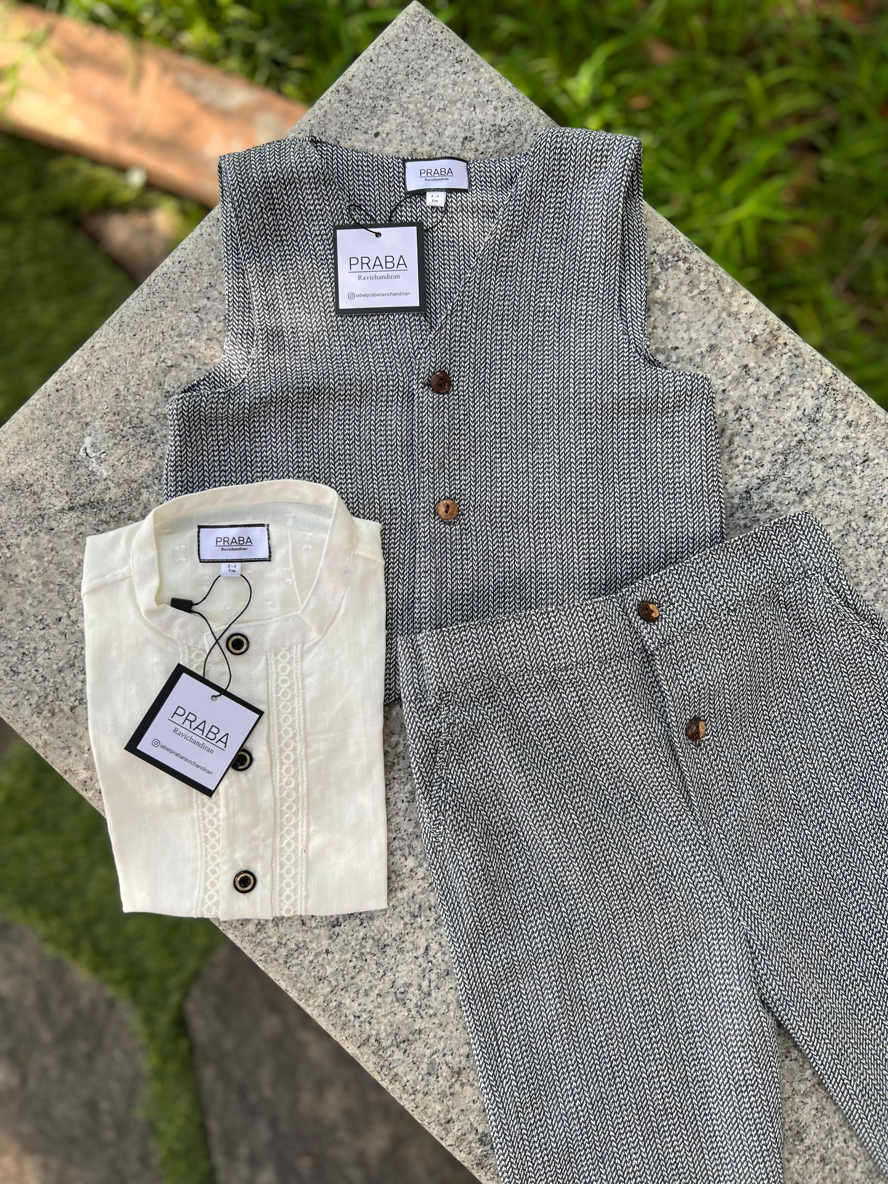 Dark Blue & Grey waistcoat 3 Piece set