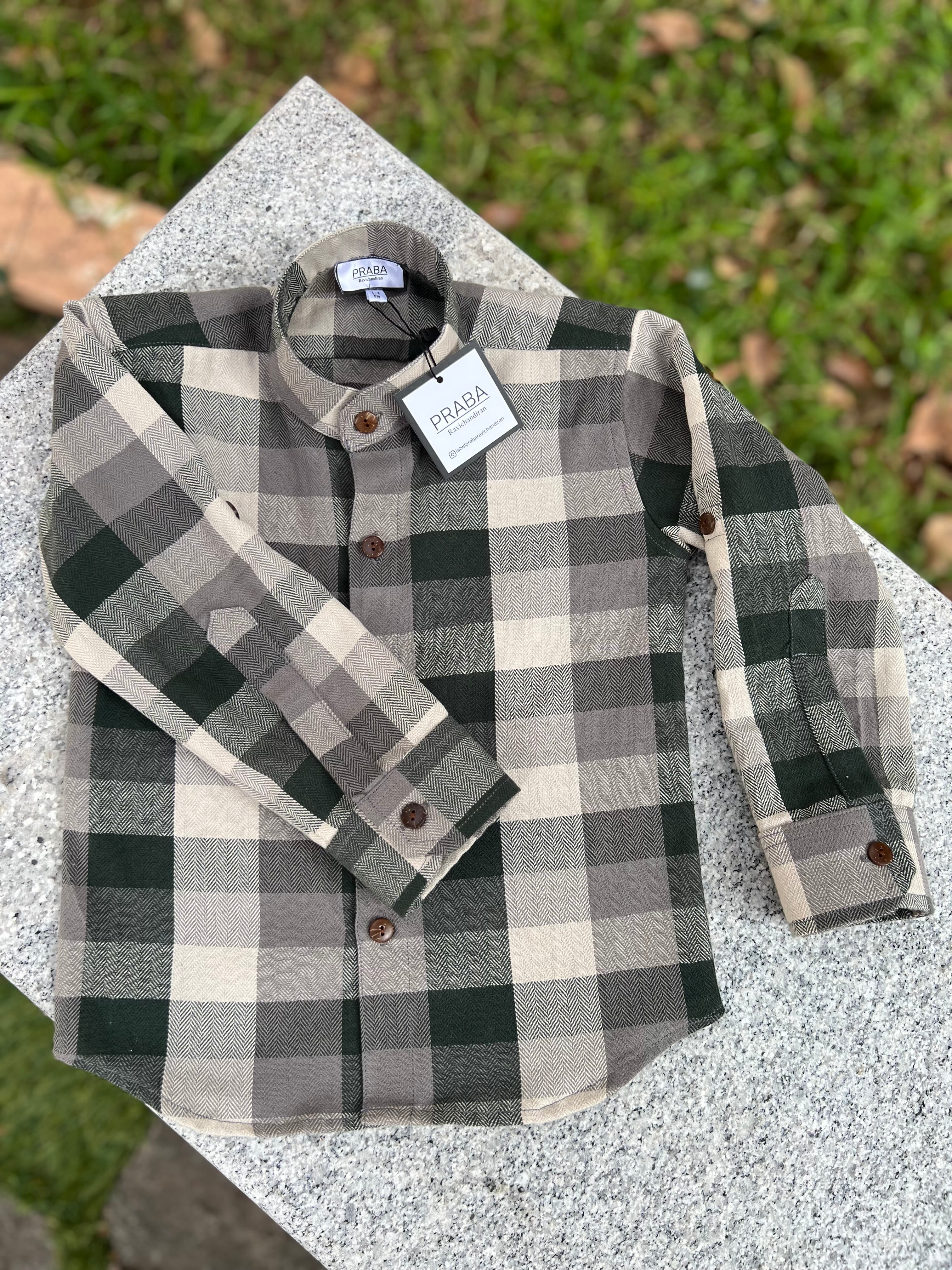 Bottle green checked shirt