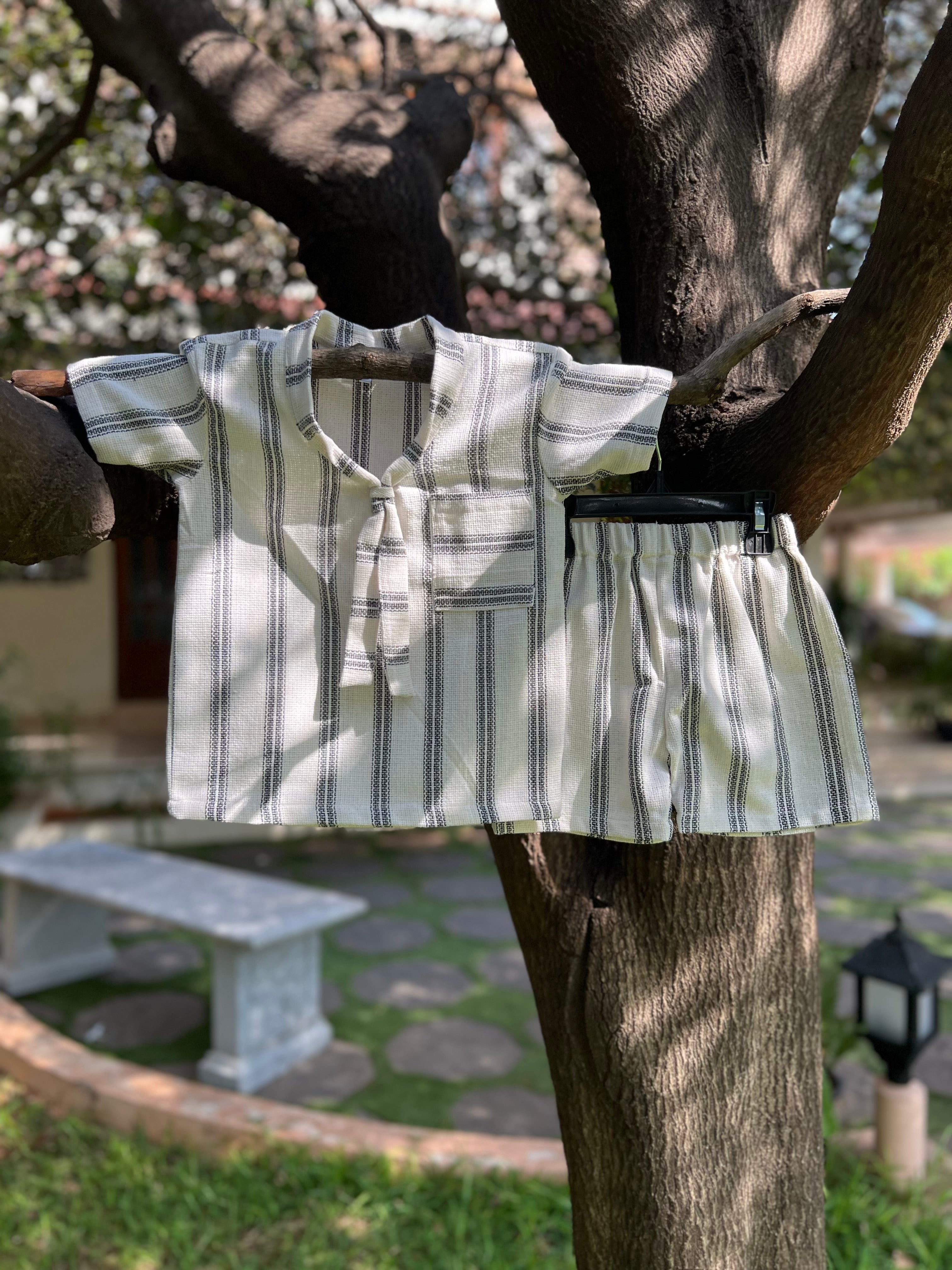 White & Black strips with Floppy Bow