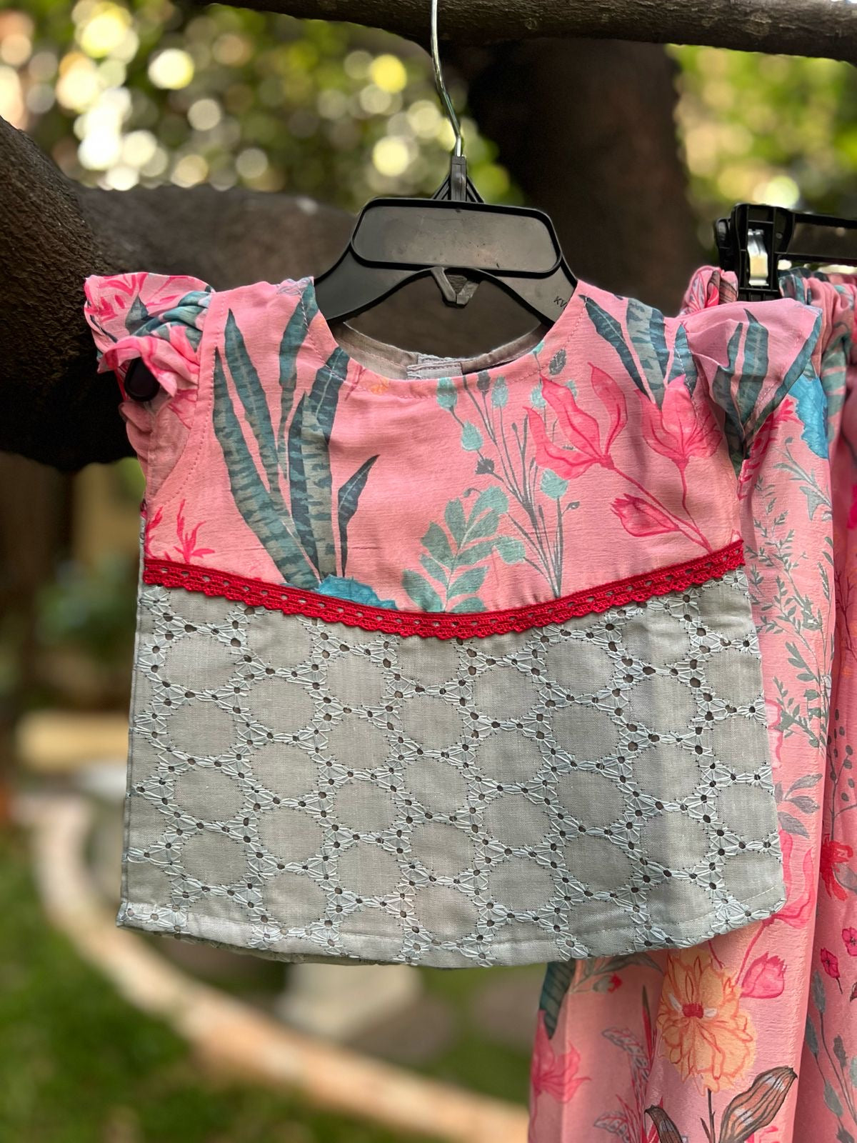 Pastel Pink & Ice Blue Skirt Set