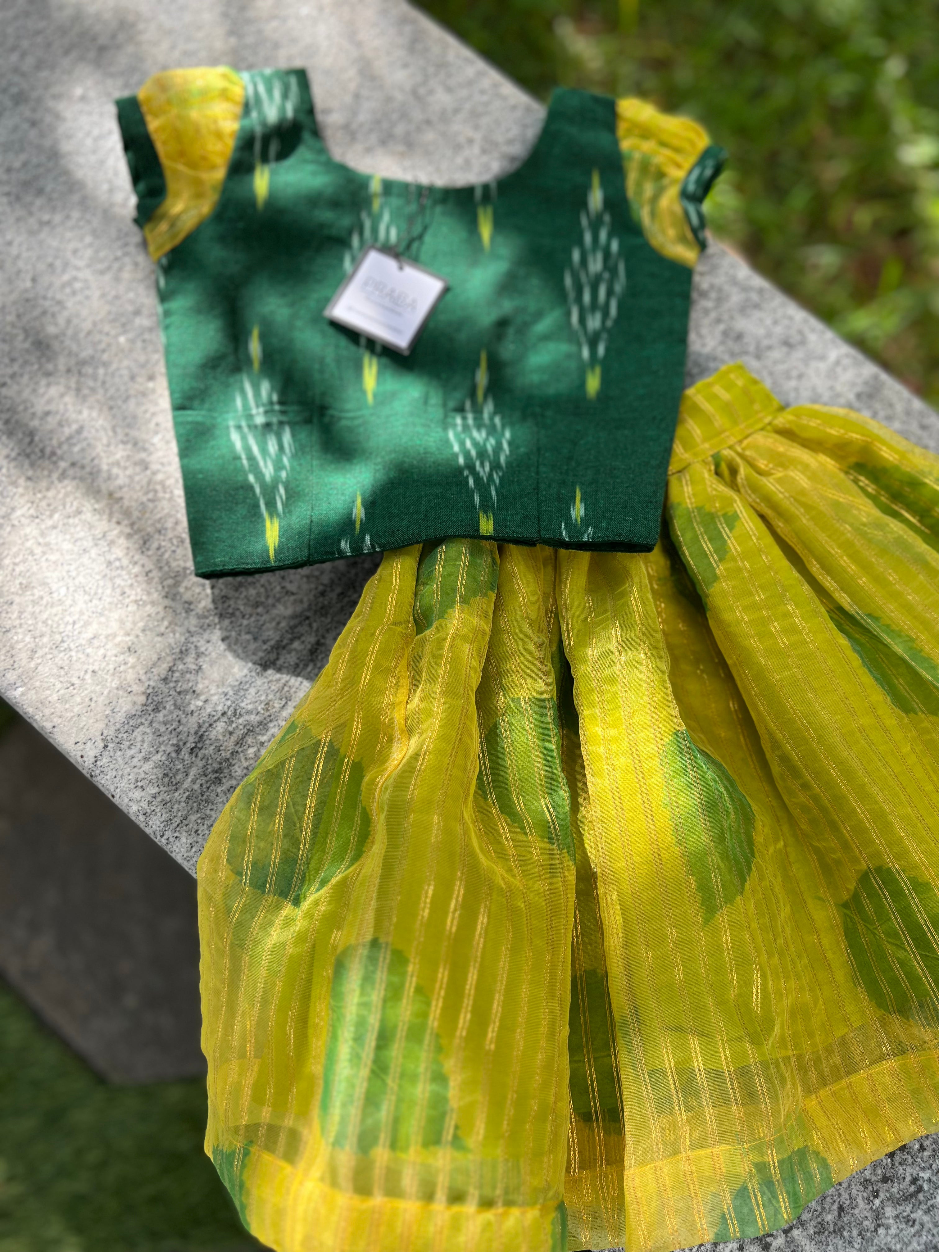 Skirt set, Golden Green Half Length