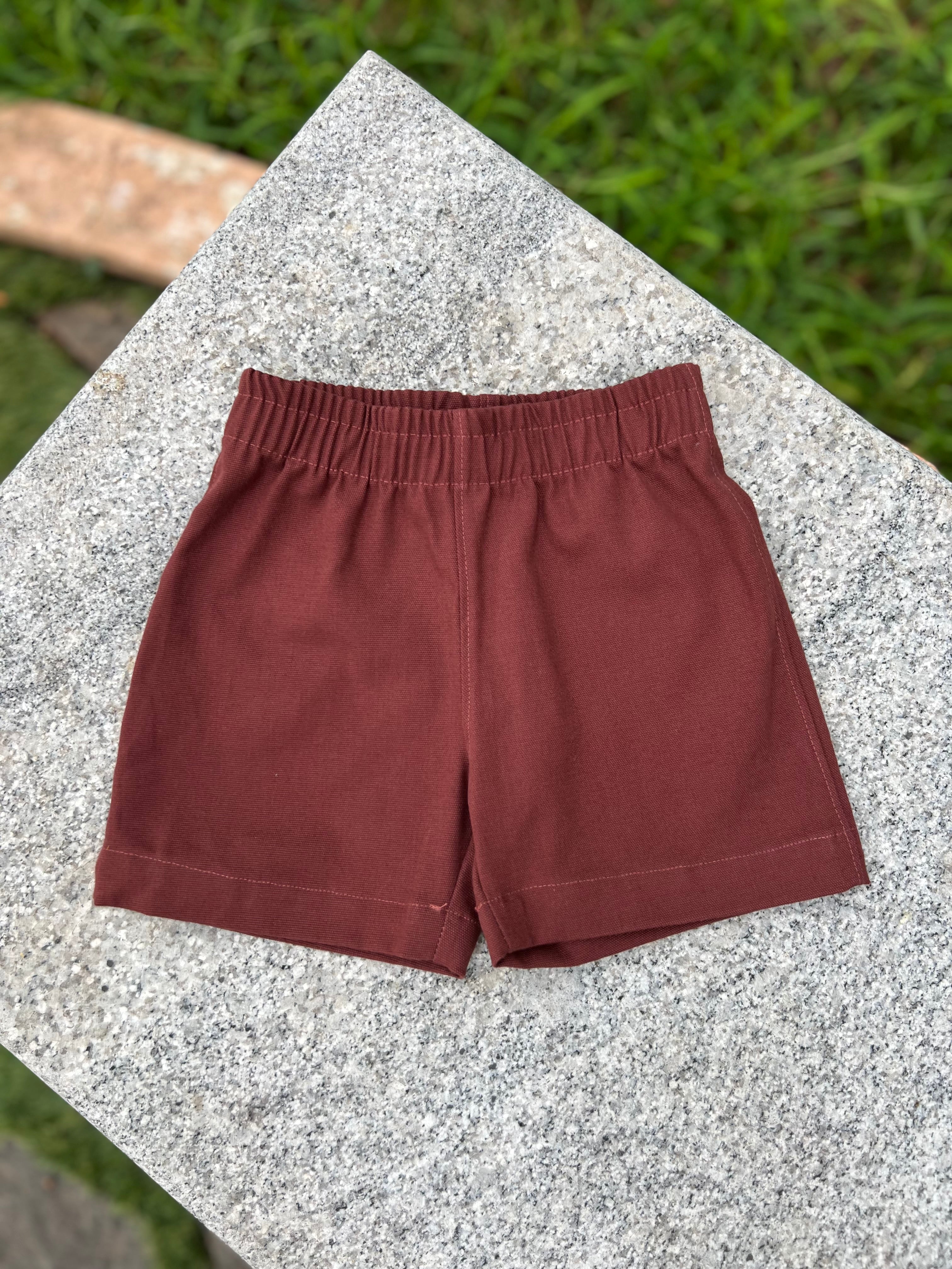 Maroon Semi Denim Pull-On shorts