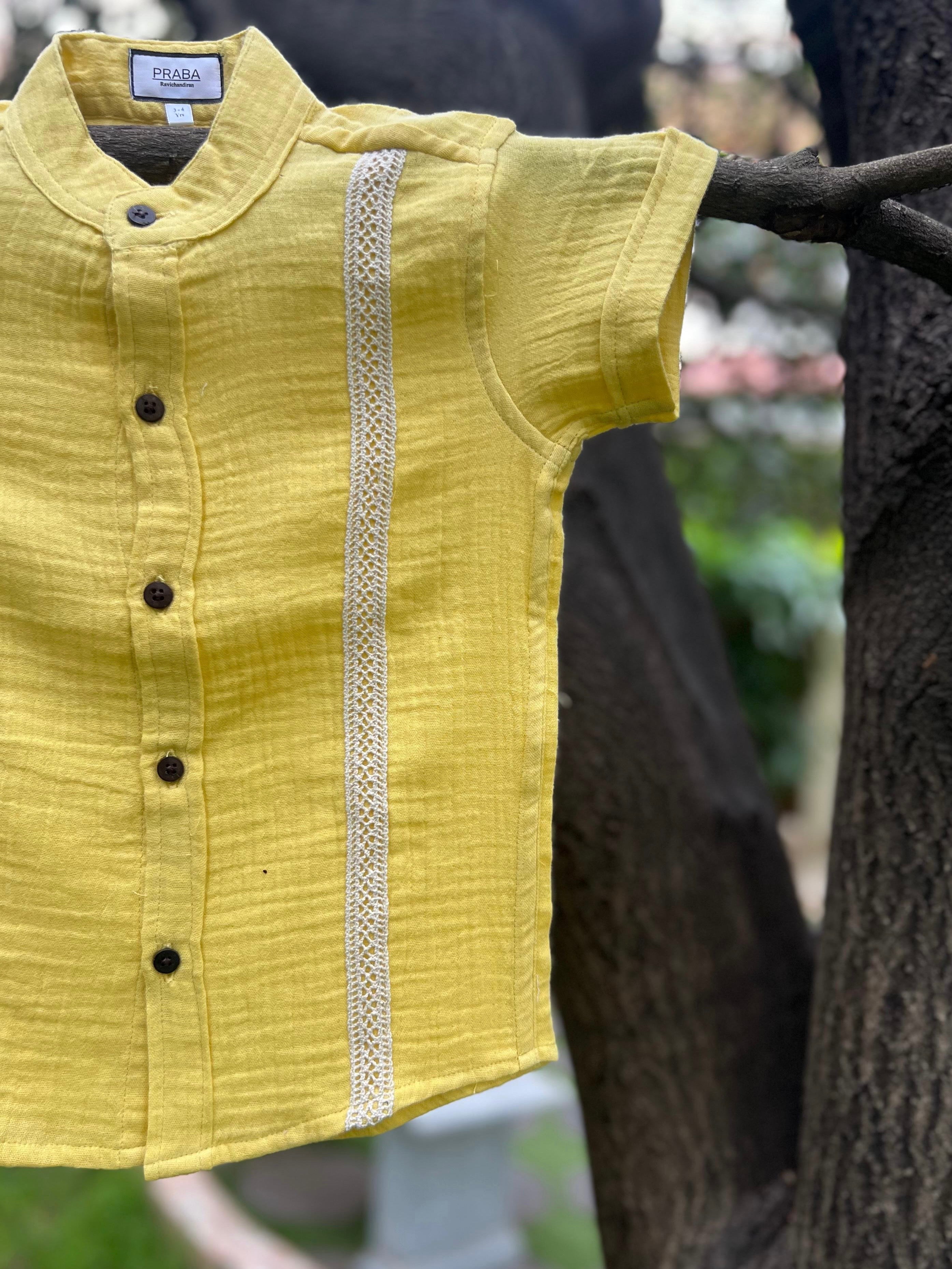 PR’s Signature Style, Pastel Yellow Shirt with Lace