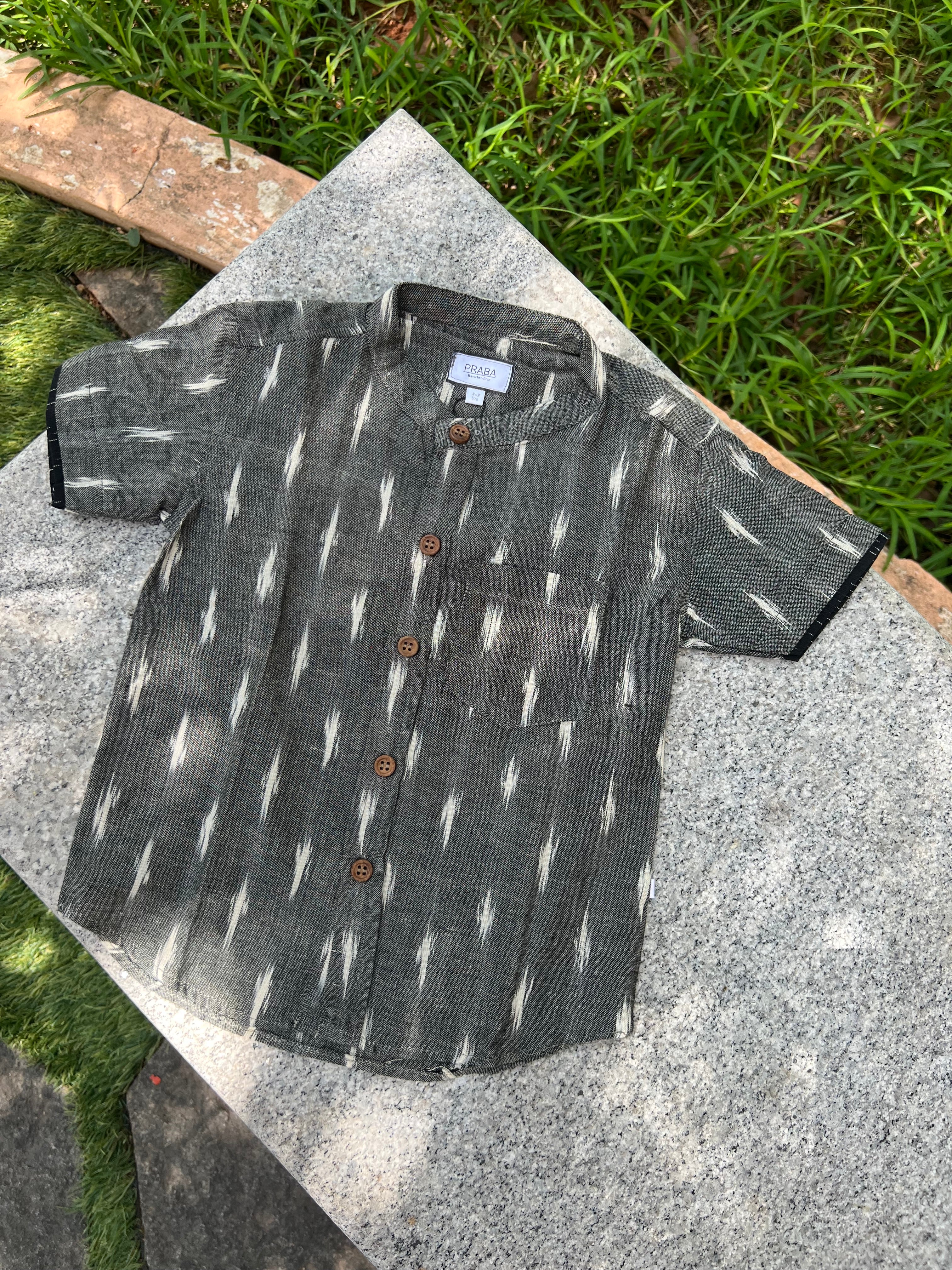 Grey white Ikkat (Regular Fit)