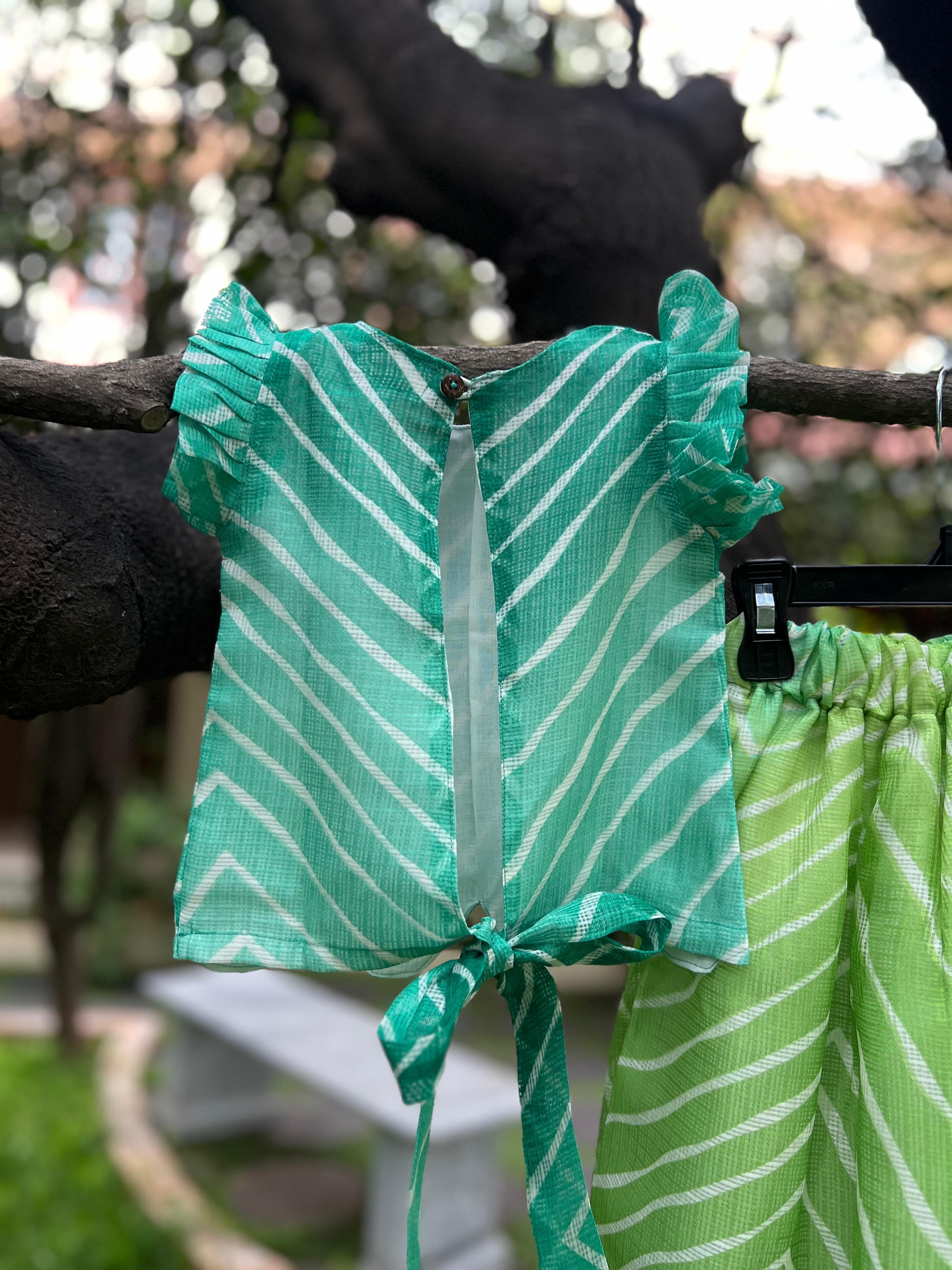 Green Full Skirt Set