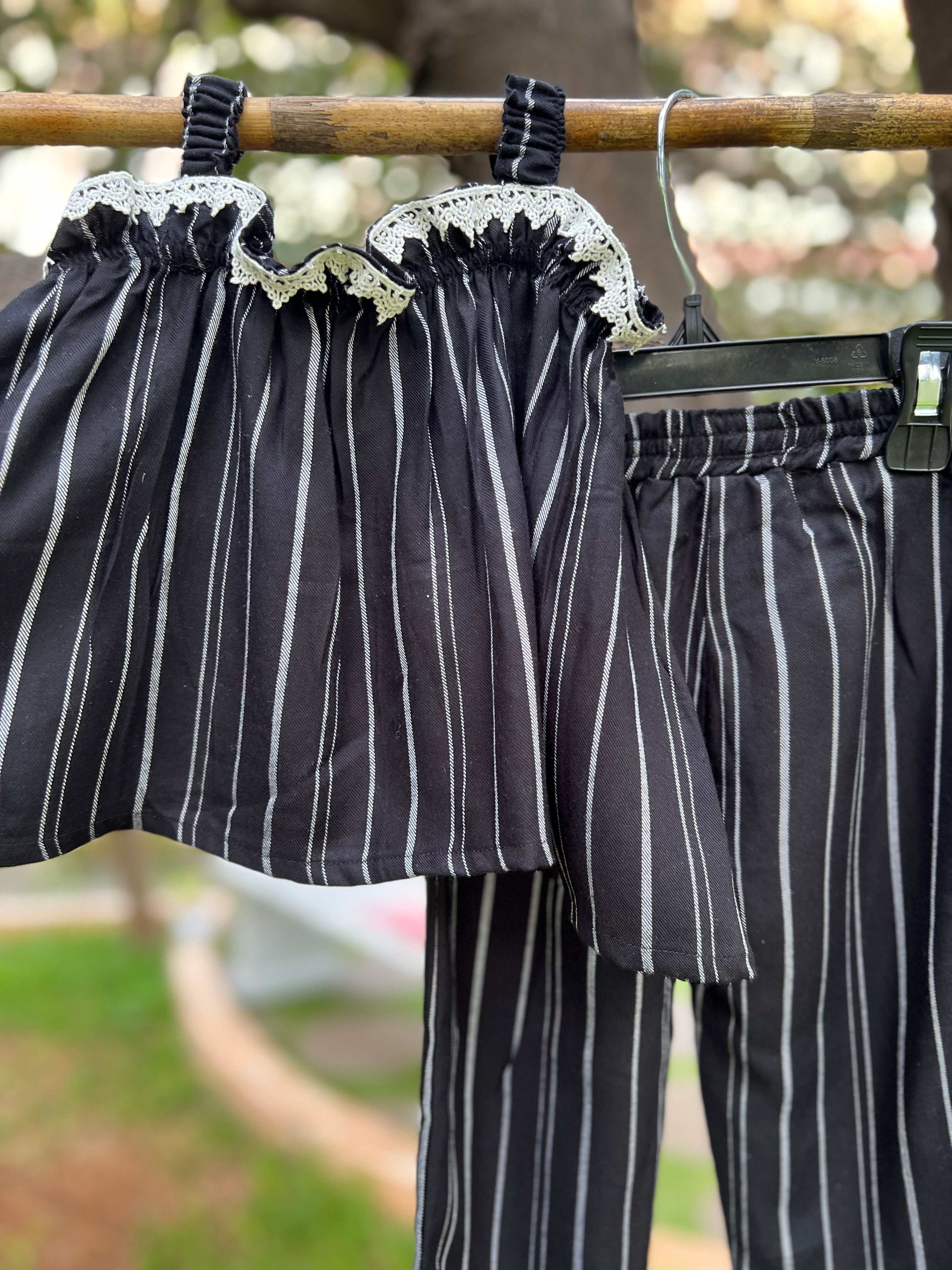 Black Strips with Frills