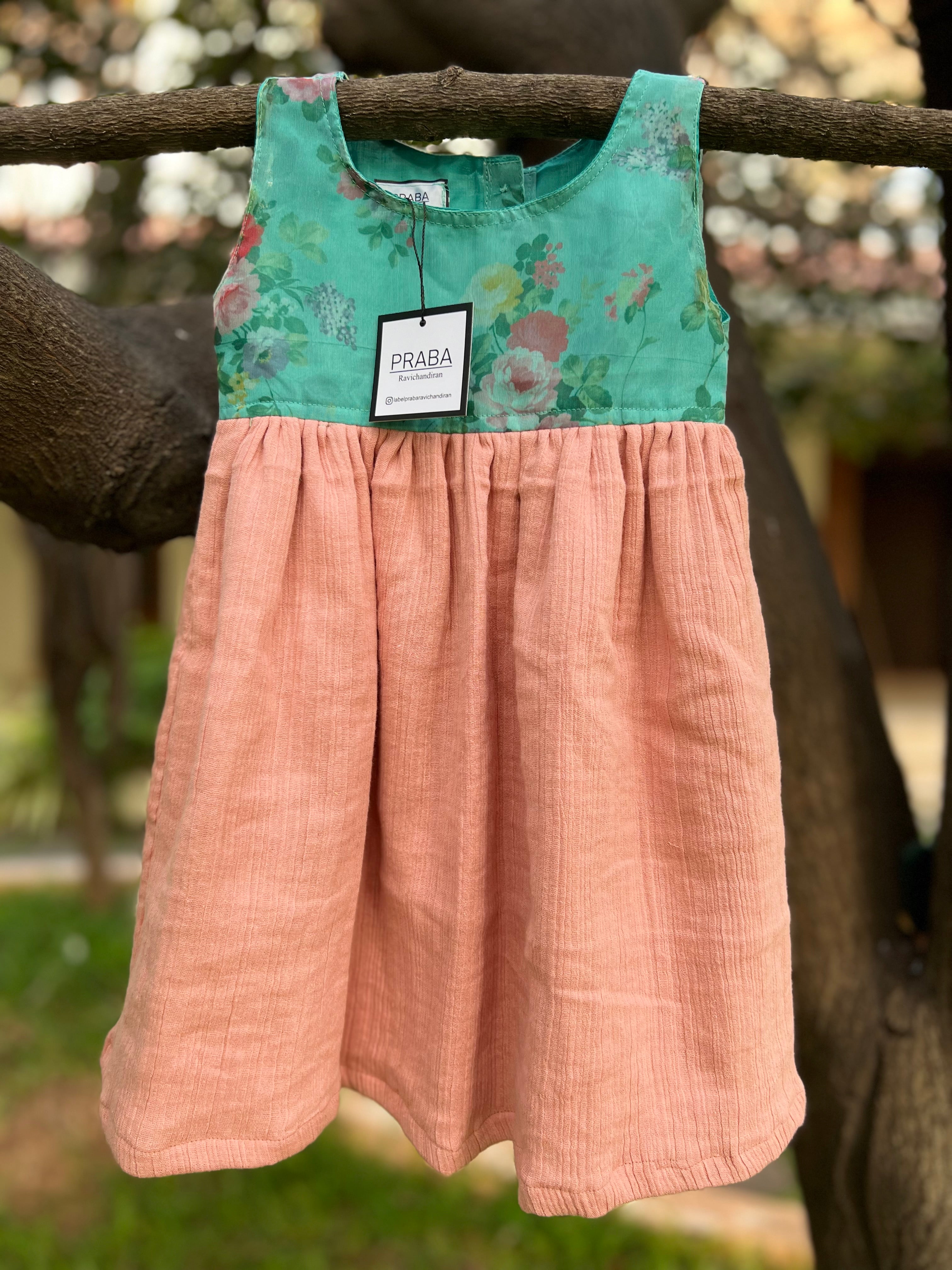 Aqua green Organza and Pastel Peach