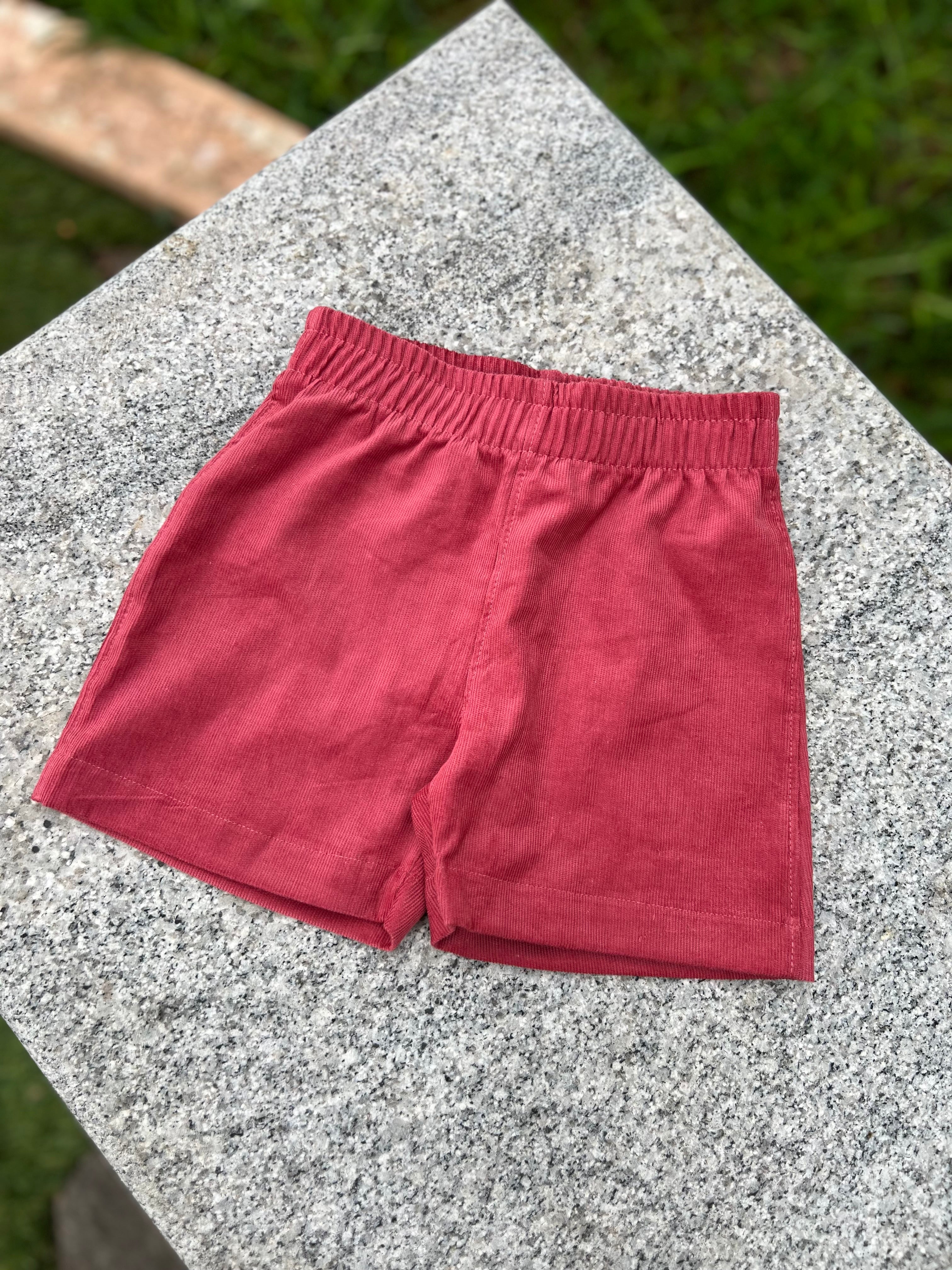 Solid Pink Corduroy Pull-On shorts