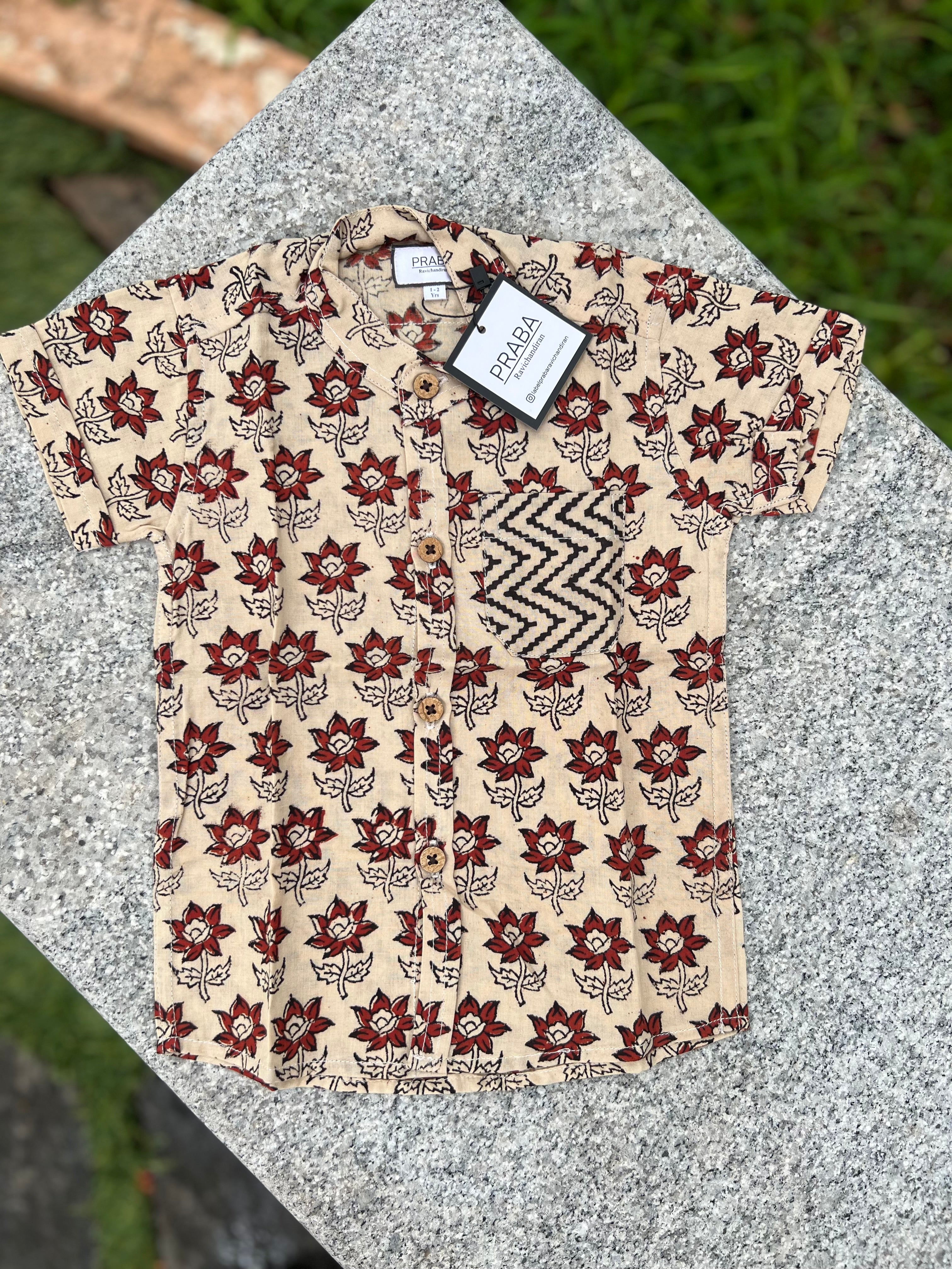 Red & Cream floral (Slim Fit)