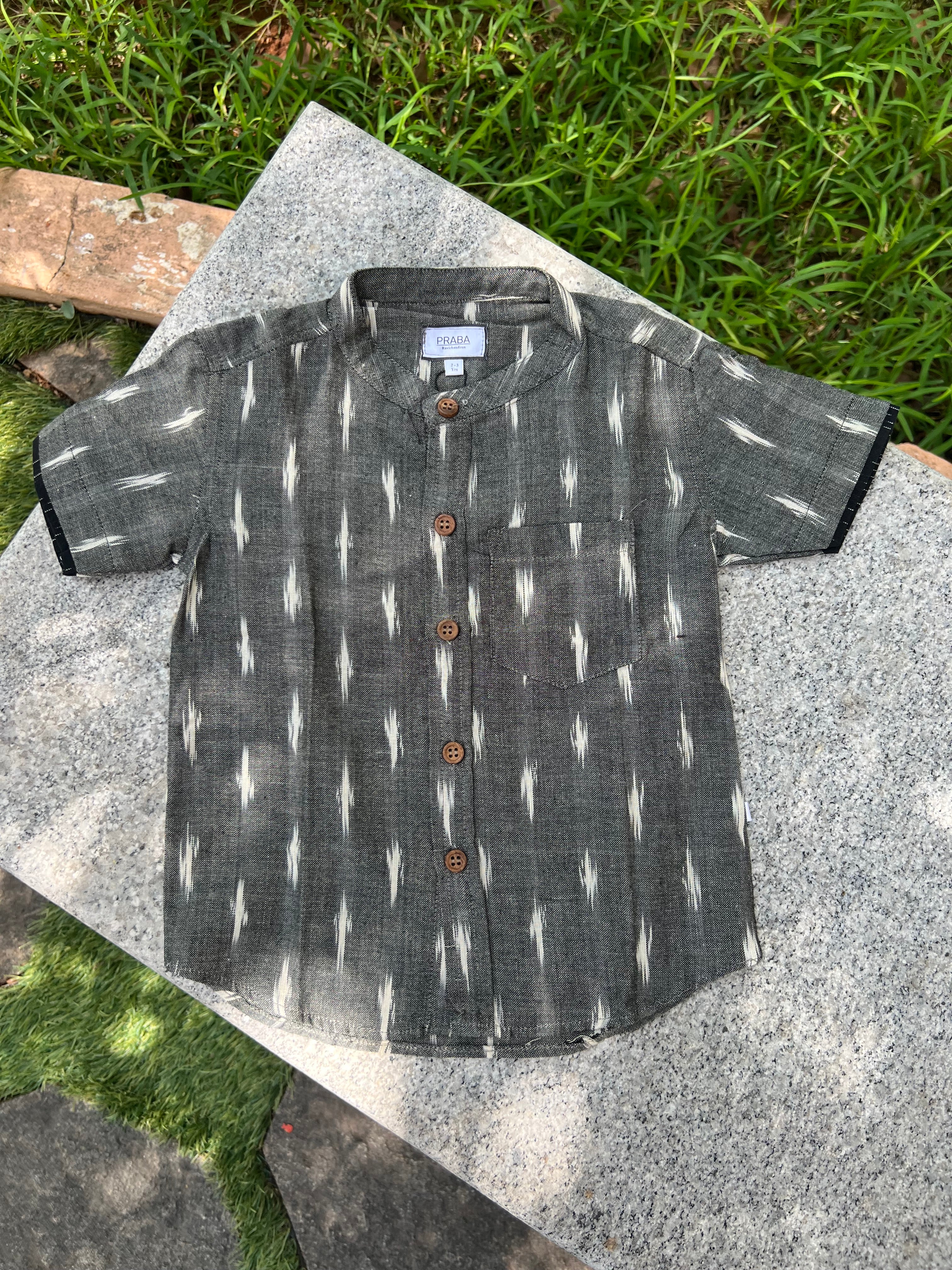 Grey white Ikkat (Regular Fit)