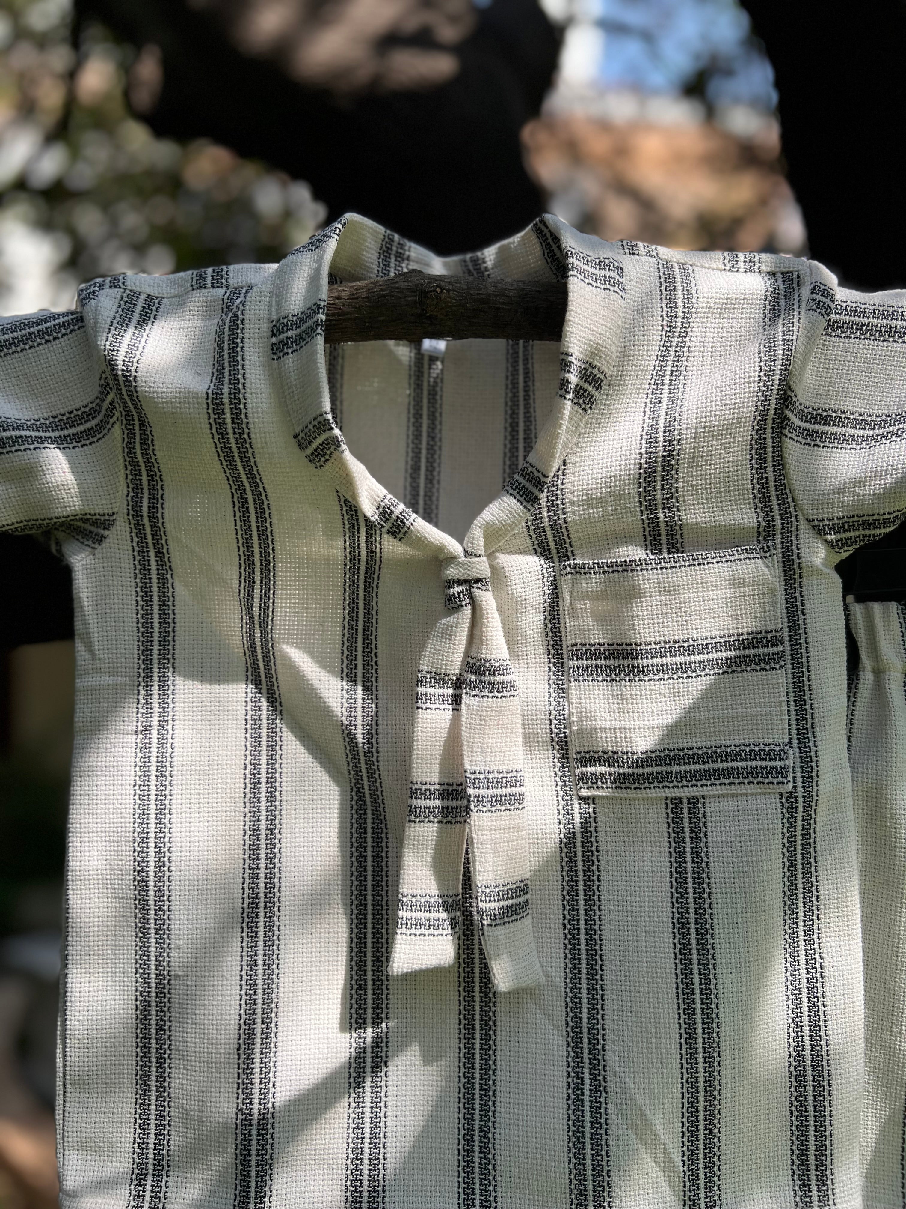 White & Black strips with Floppy Bow