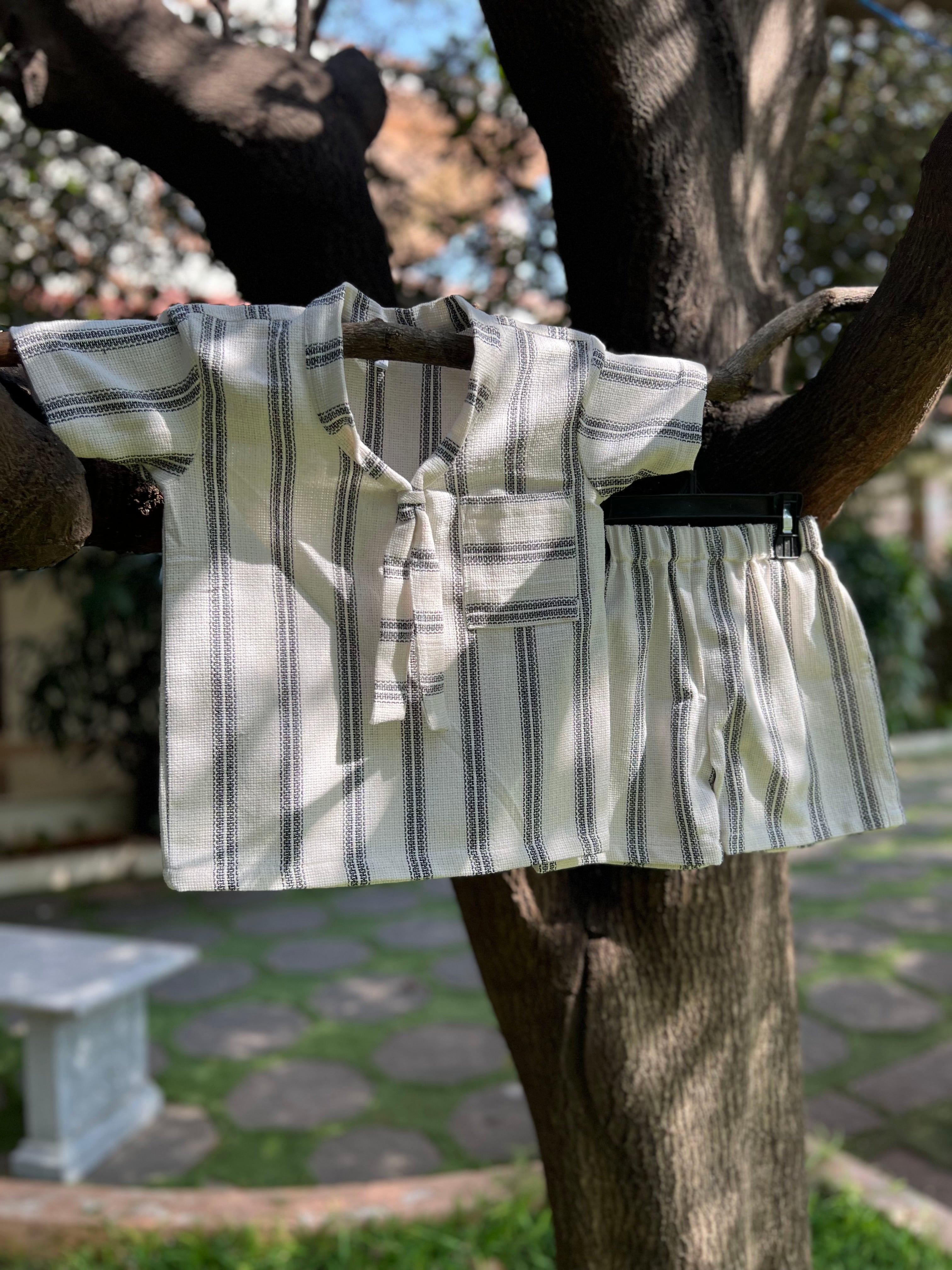 White & Black strips with Floppy Bow