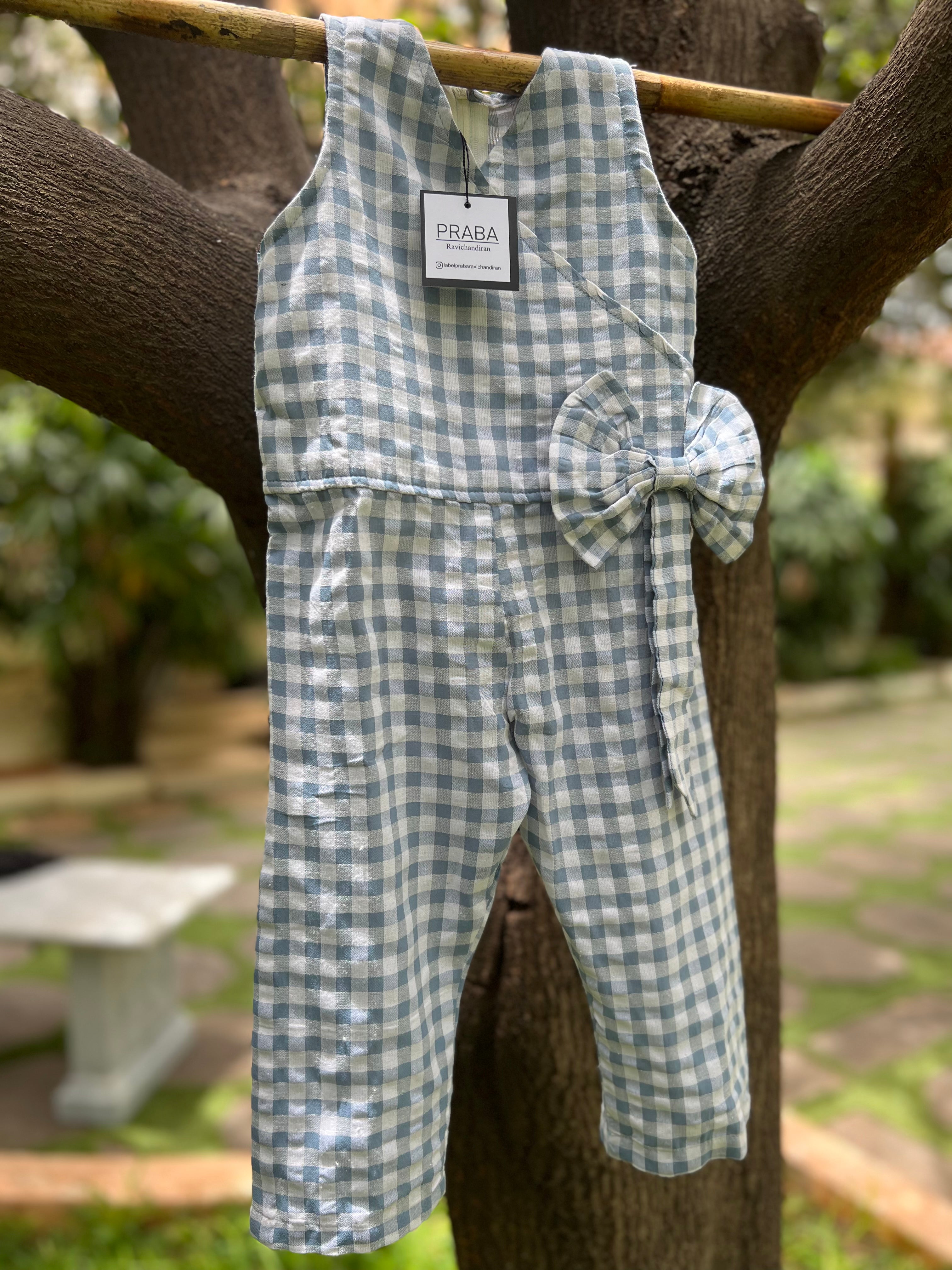 Checked with bow Jumpsuit