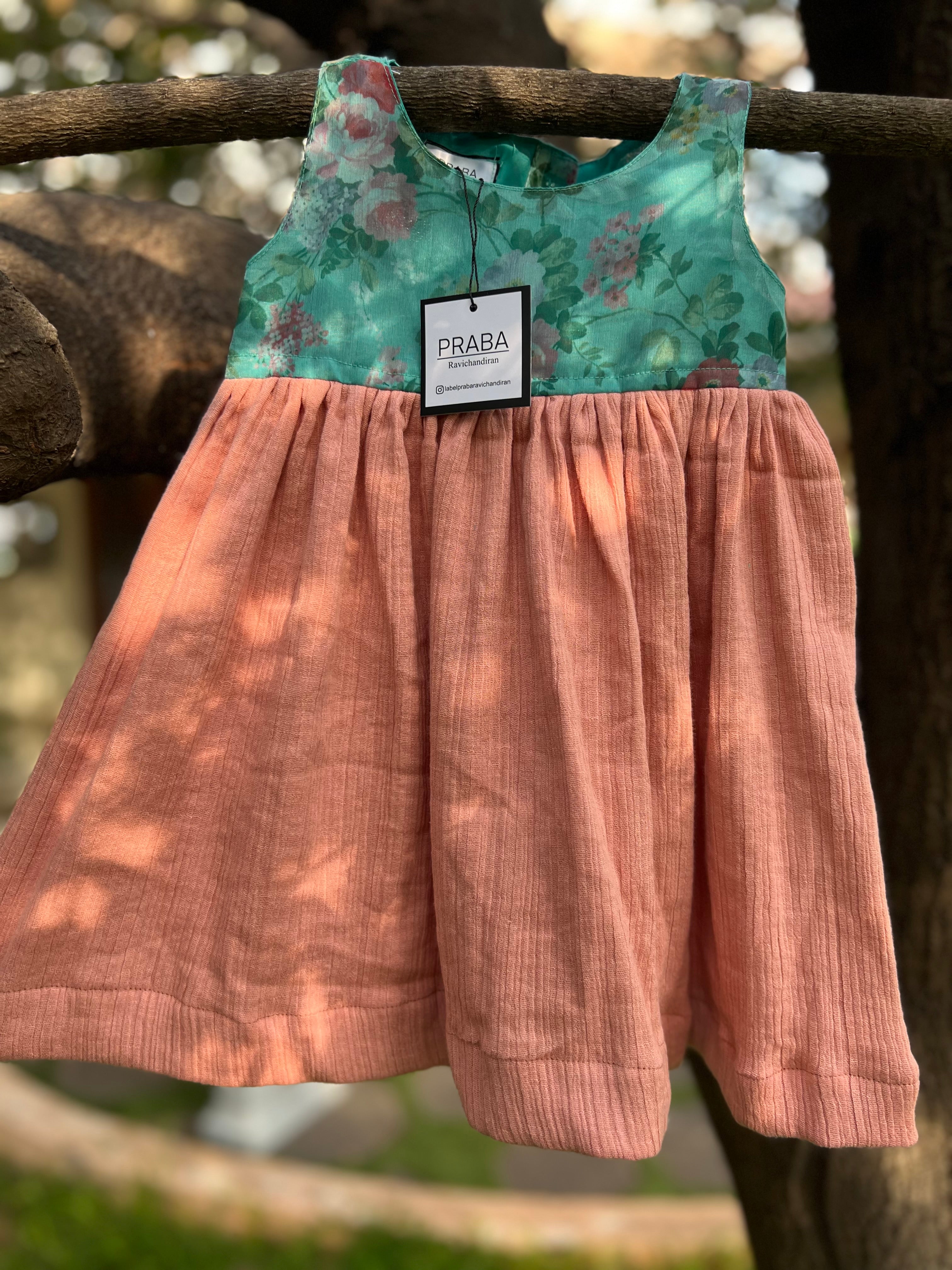 Aqua green Organza and Pastel Peach