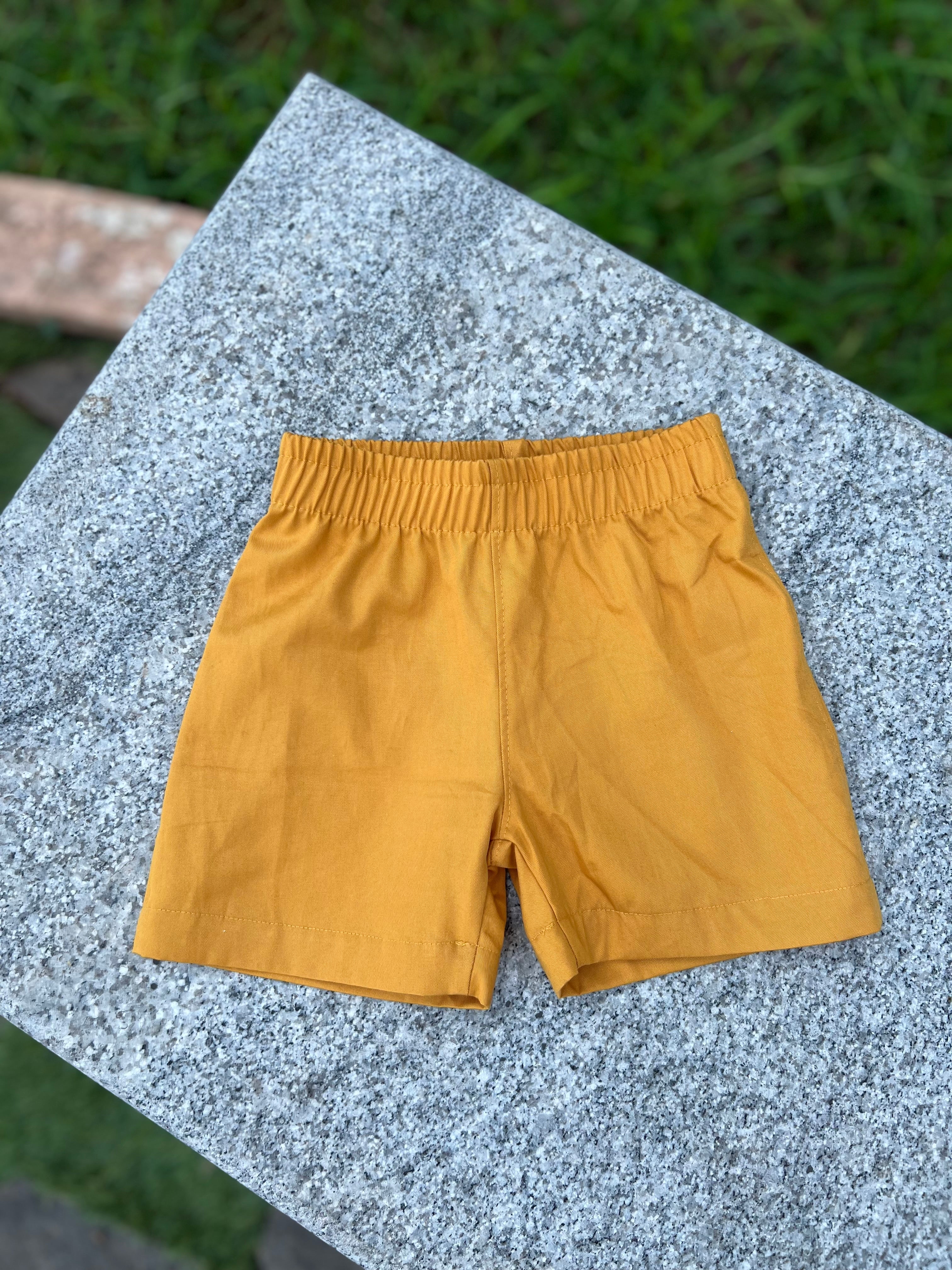 Mustard Yellow cotton Pull-On shorts