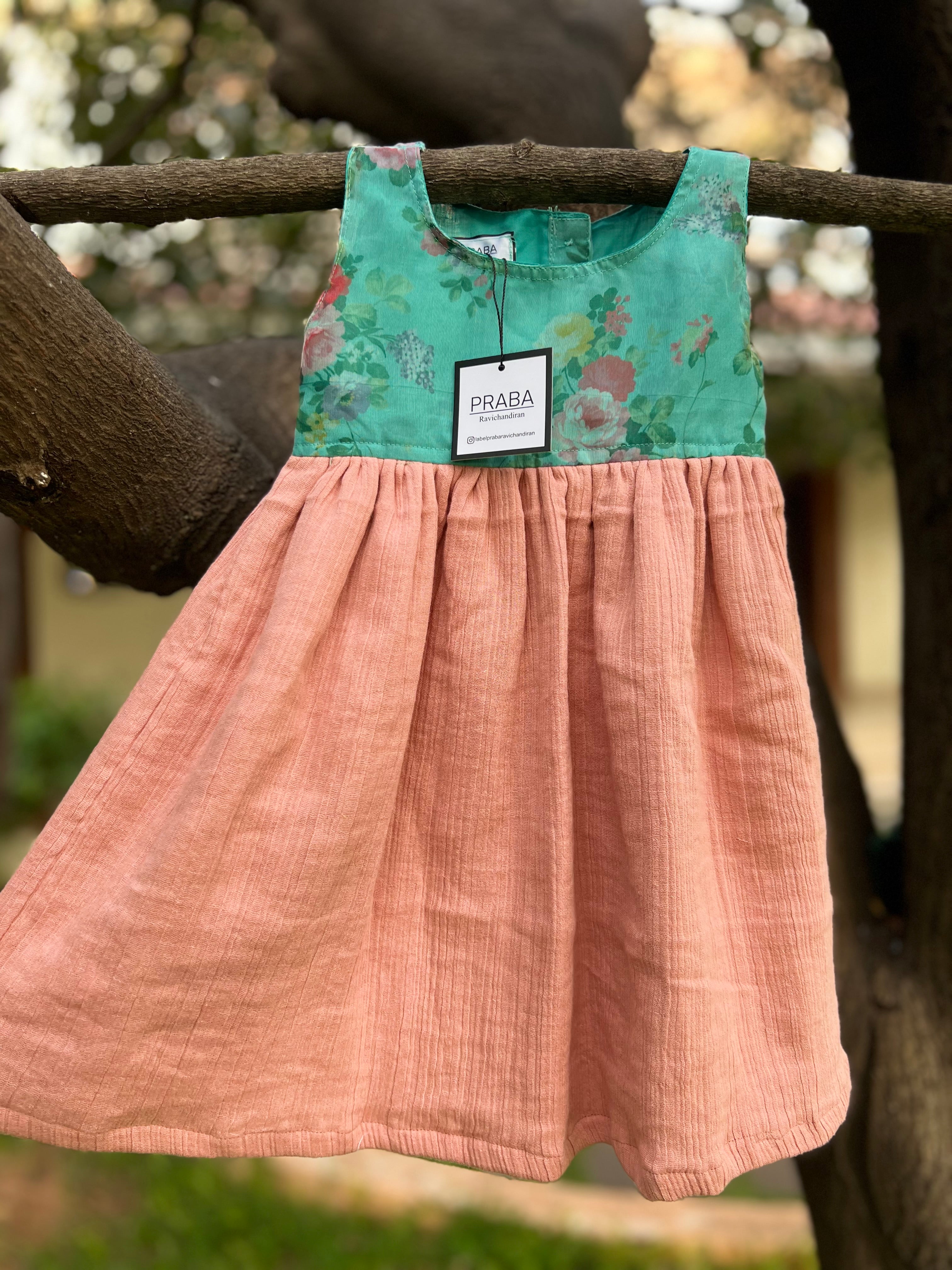 Aqua green Organza and Pastel Peach