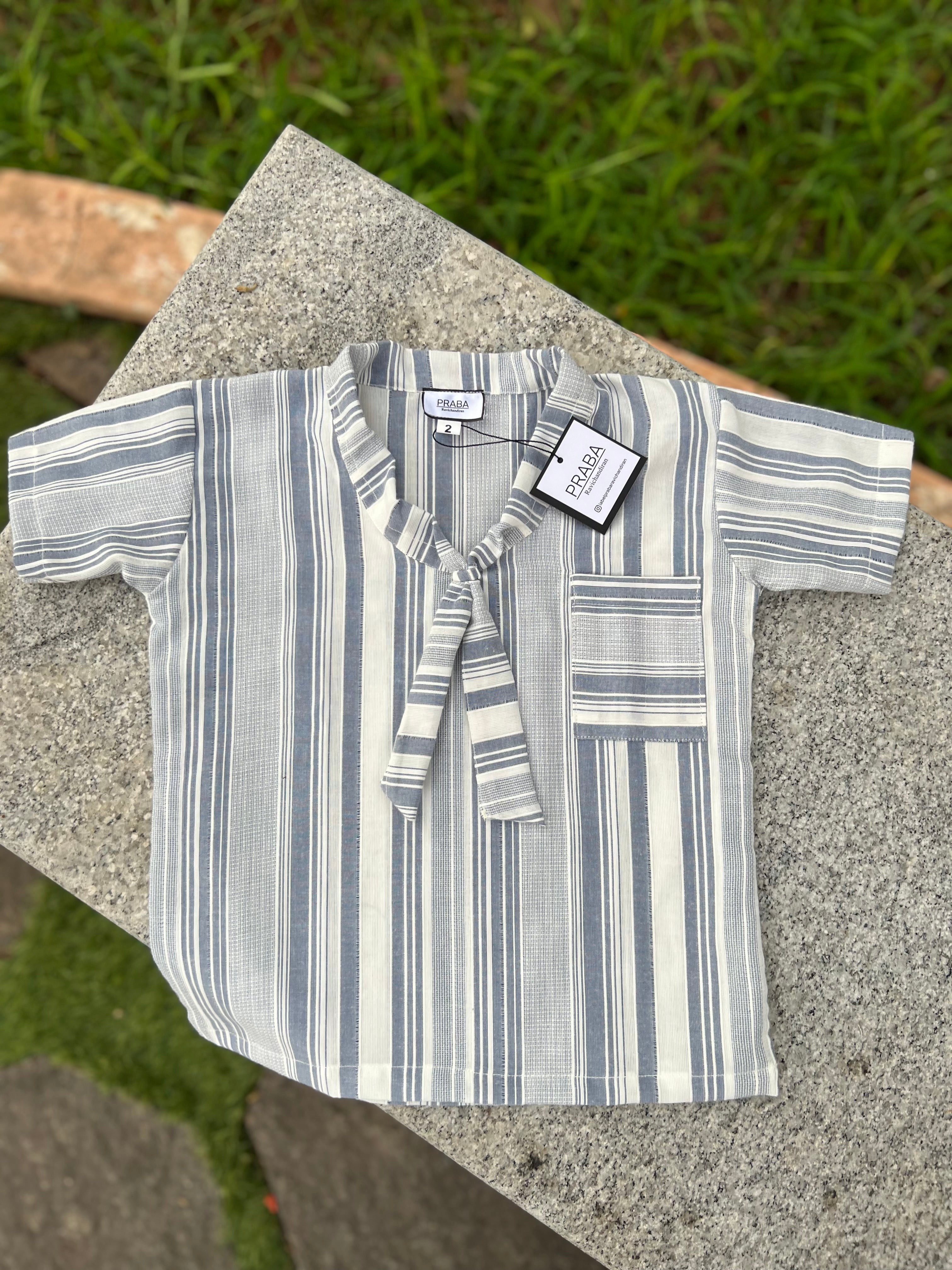 Blue & White strips with Floppy Bow